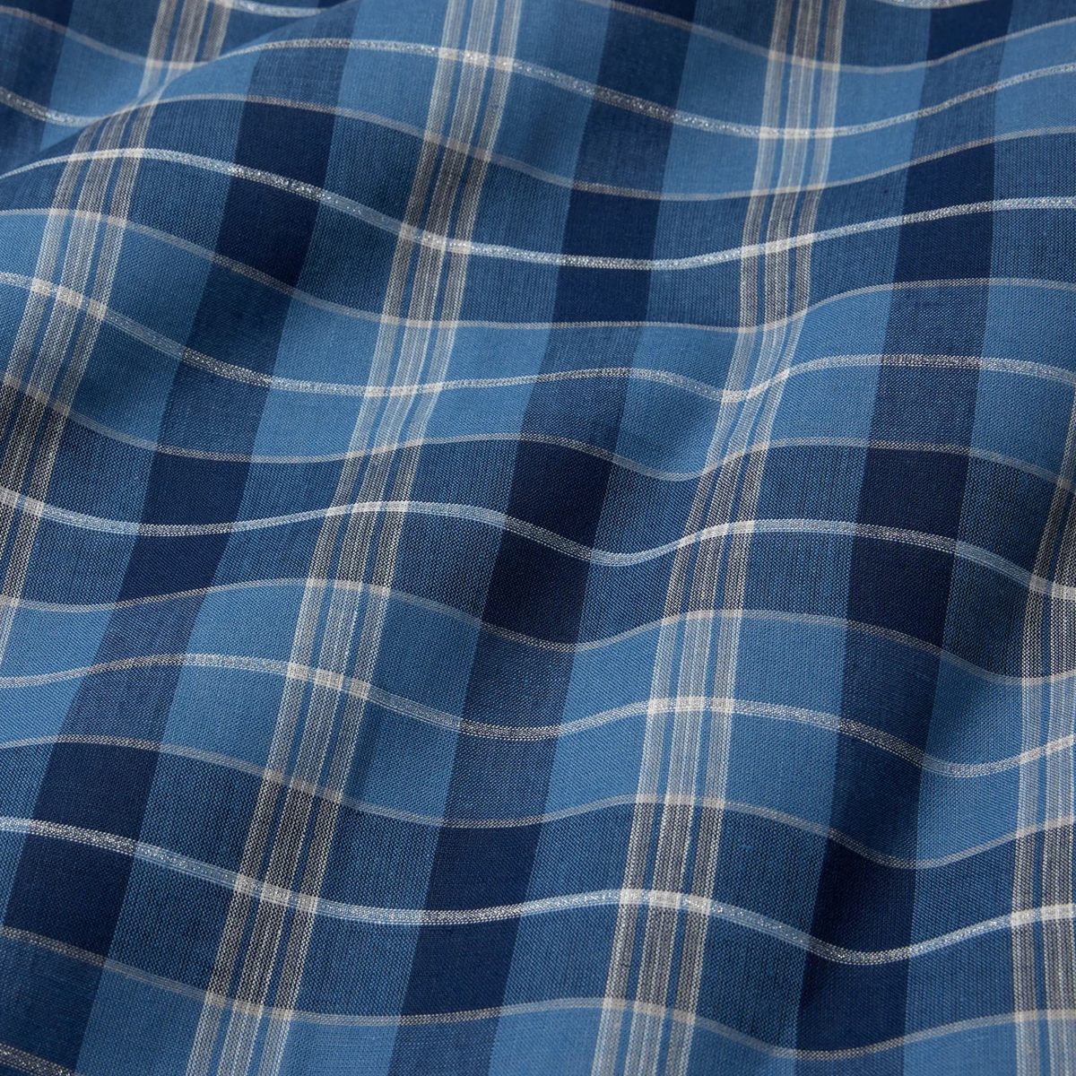 Fabric of Sferra Masseria Table Linens in Cadet and Navy colors