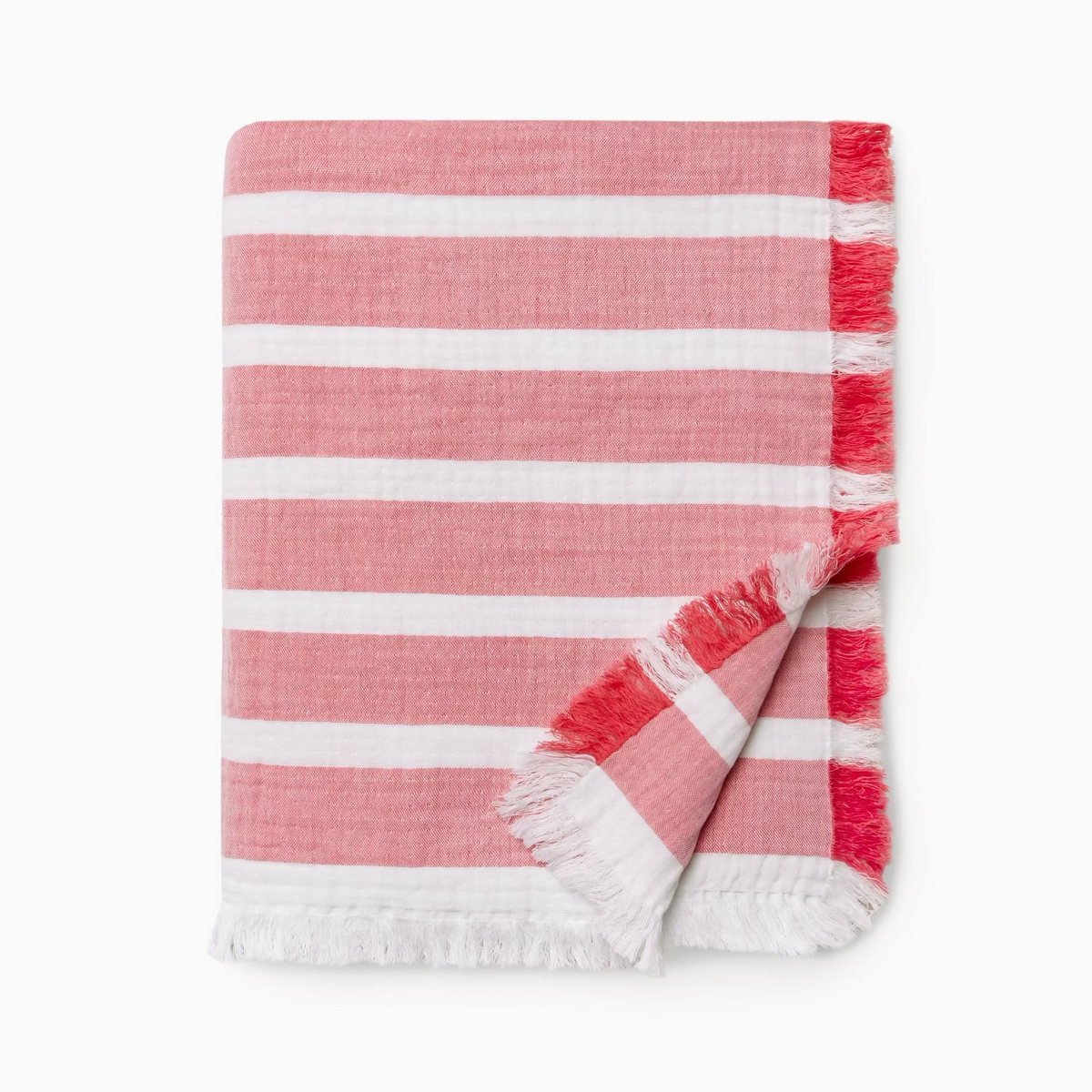 Folded Sferra Merlata Beach Towel in Coral color