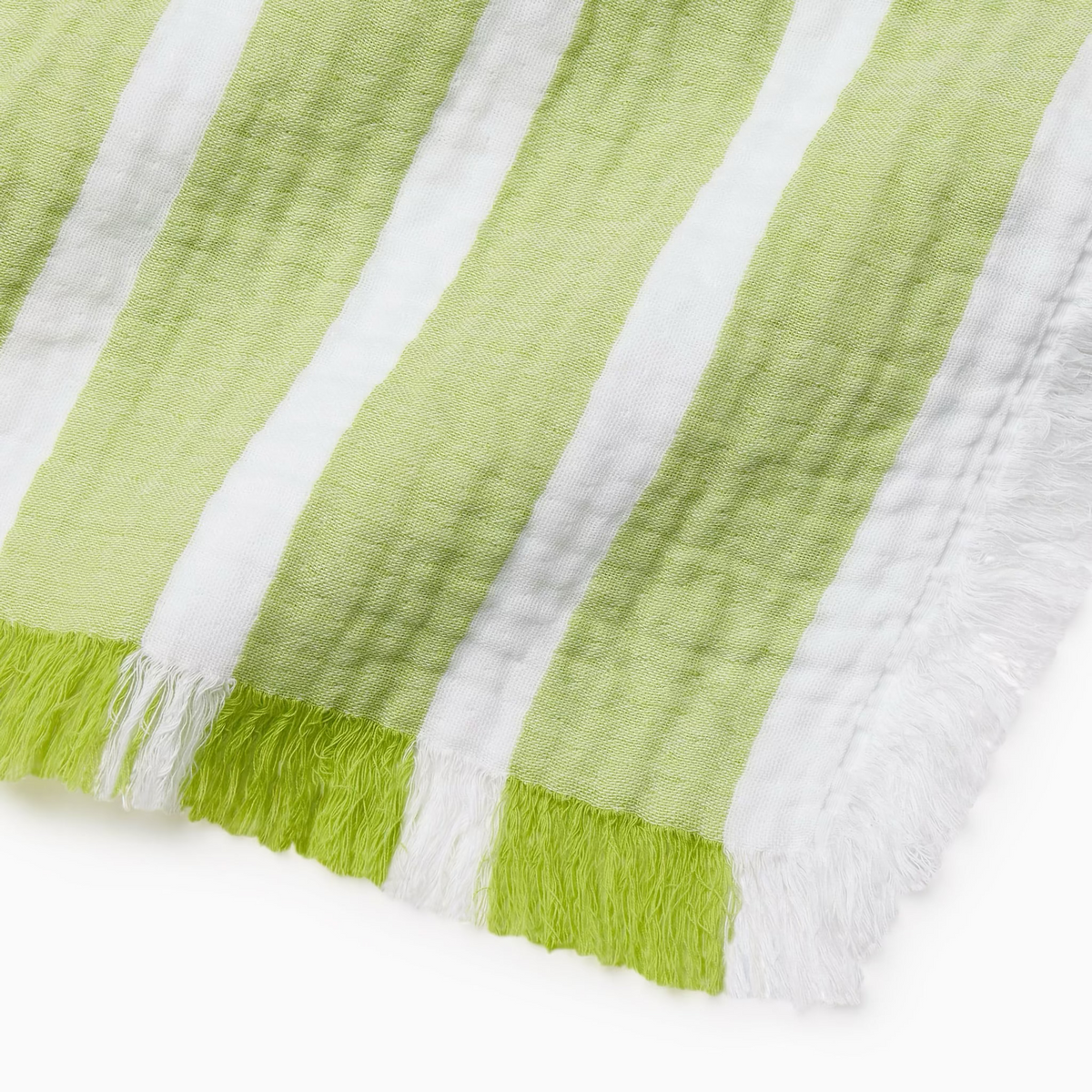 Eyelash Fringe Detail of Sferra Merlata Beach Towel in Kiwi color