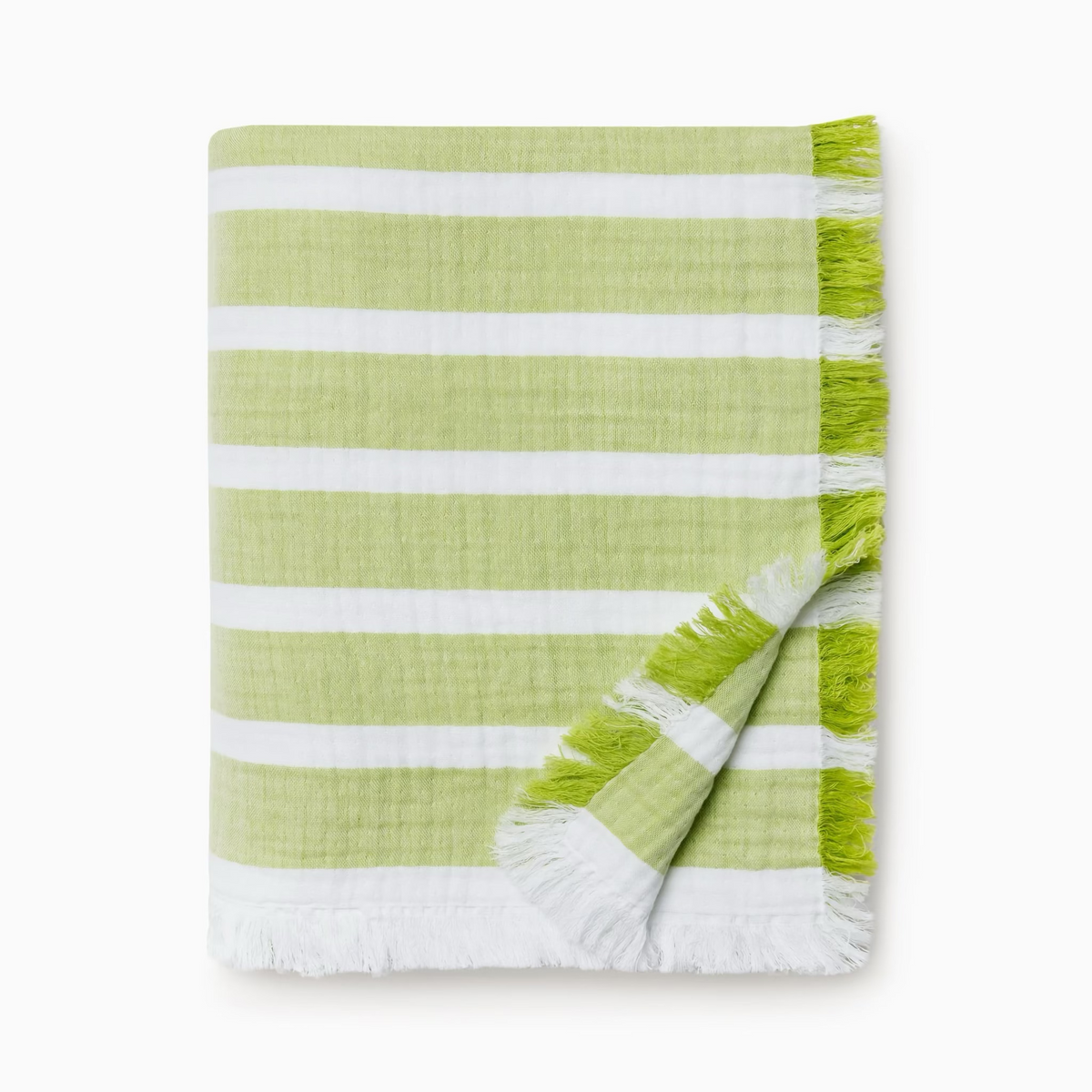 Folded Sferra Merlata Beach Towel in Kiwi color