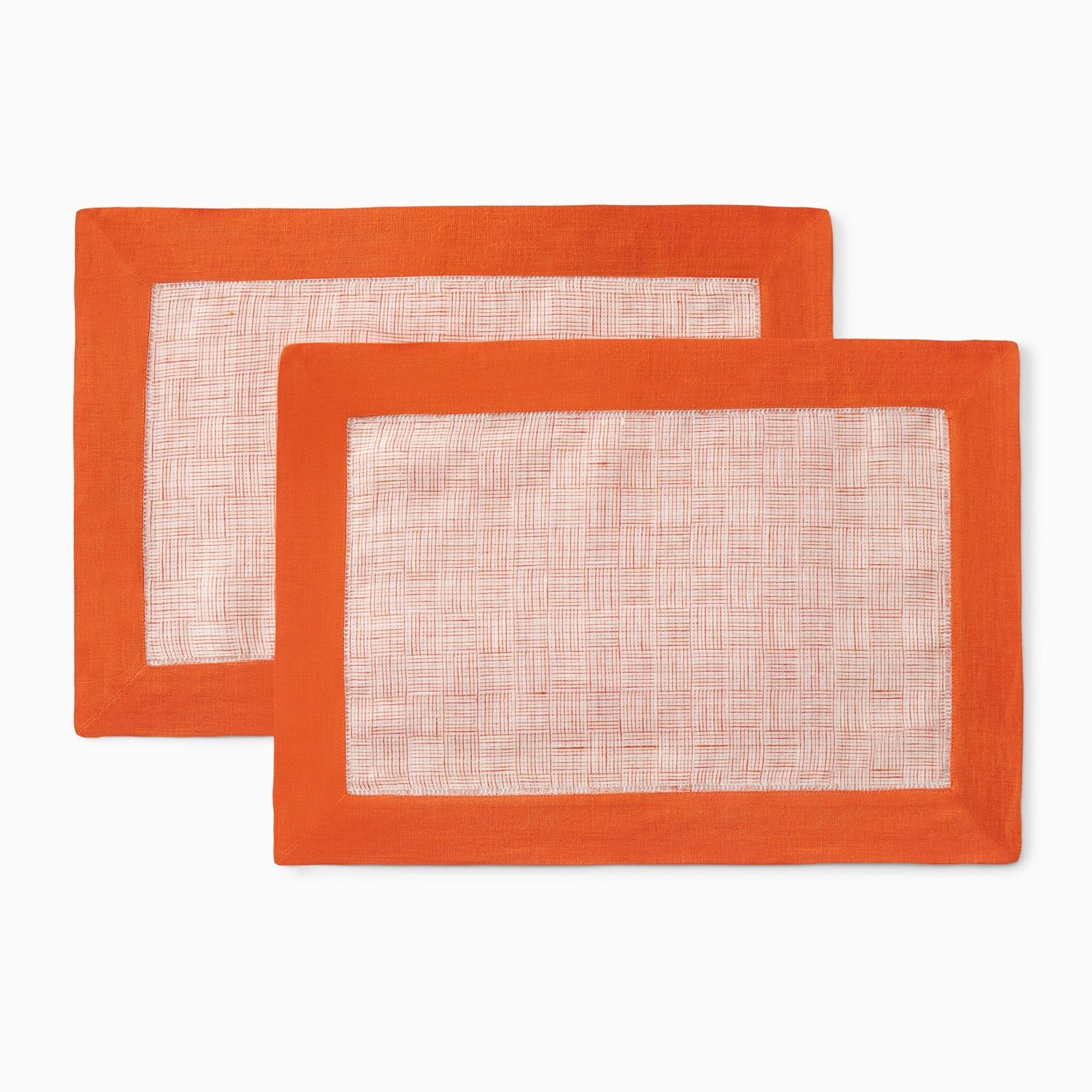 Placemats of Sferra Mikelina Table Linens in Color Tangerine