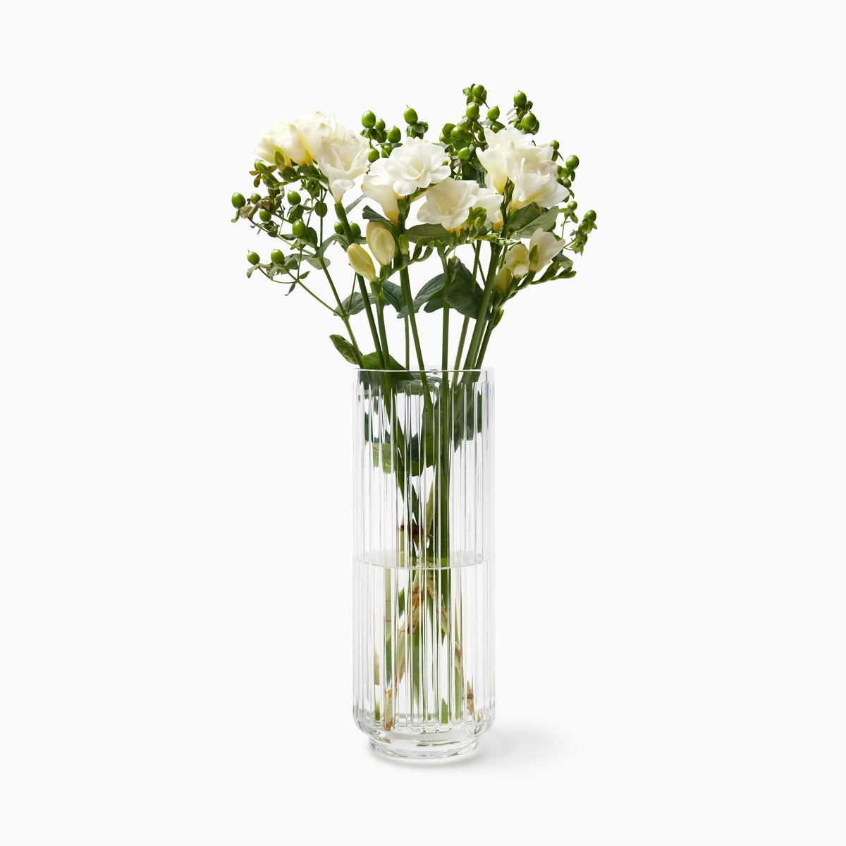 Sferra Minerva Vase in Clear color with flowers