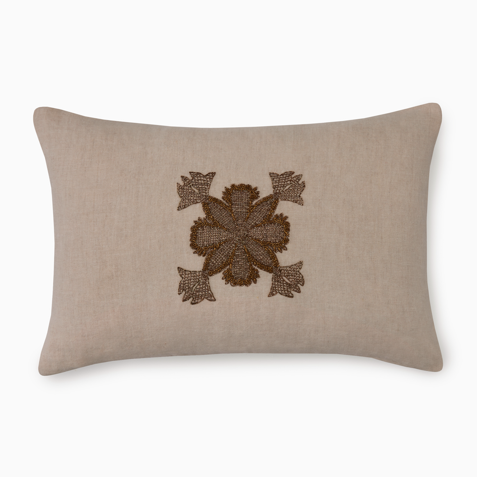 Silo of Sferra Neviano Decorative Pillow in Natural and Gold Color