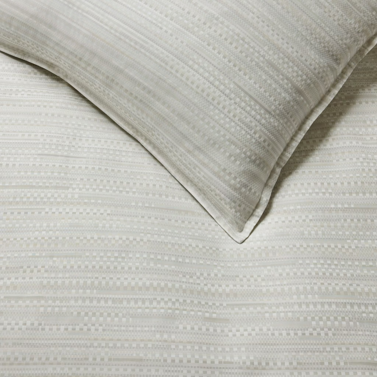 Detailed View of Bone color Sferra Pellestrina Duvet Cover and Shams