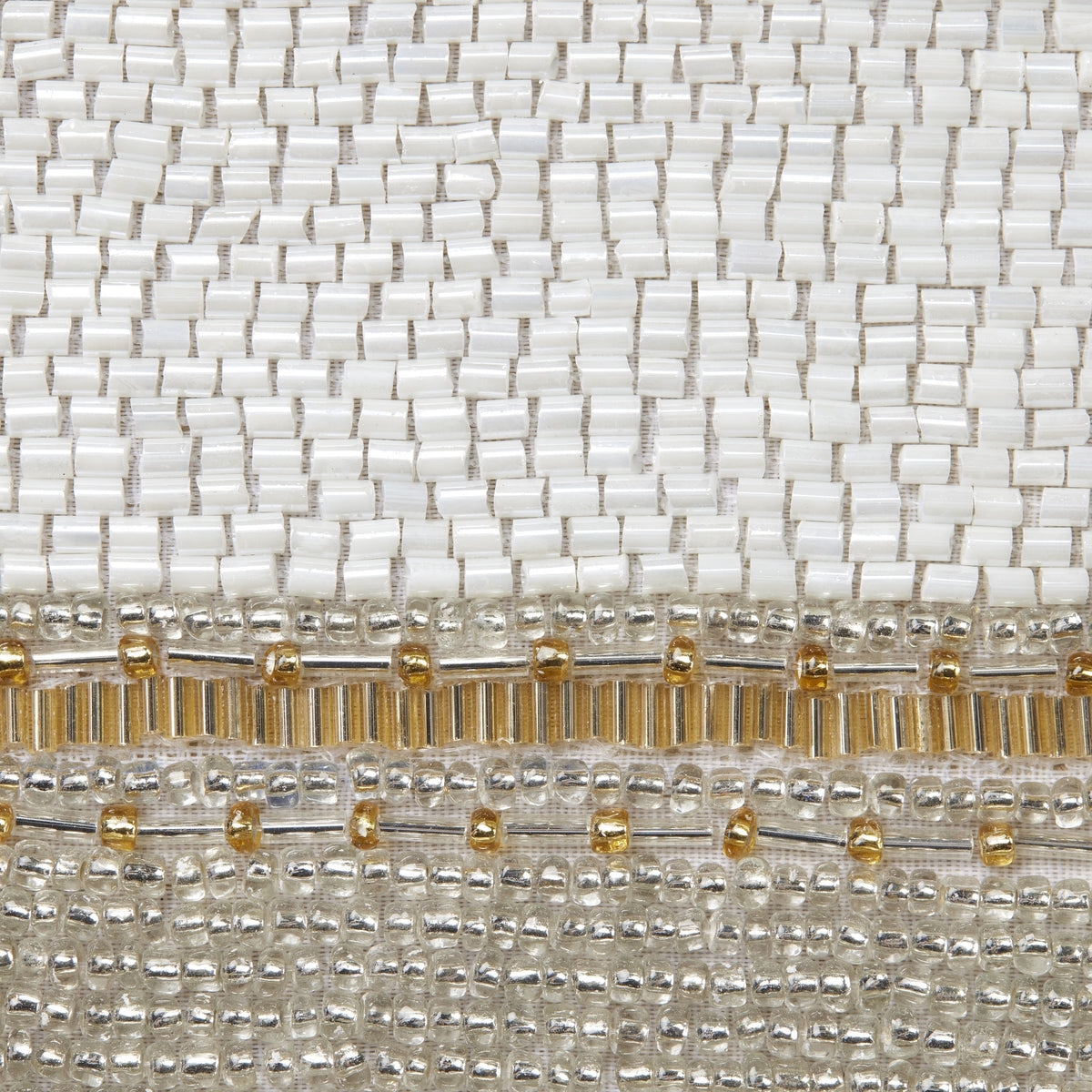 Swatch Sample of Sferra Perlina Table Placemat White/Champagne Beaded