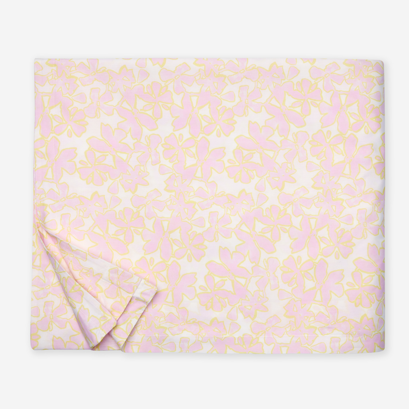 Full Lifestyle Image of Sferra Prato Bedding with Swatch of Carnation