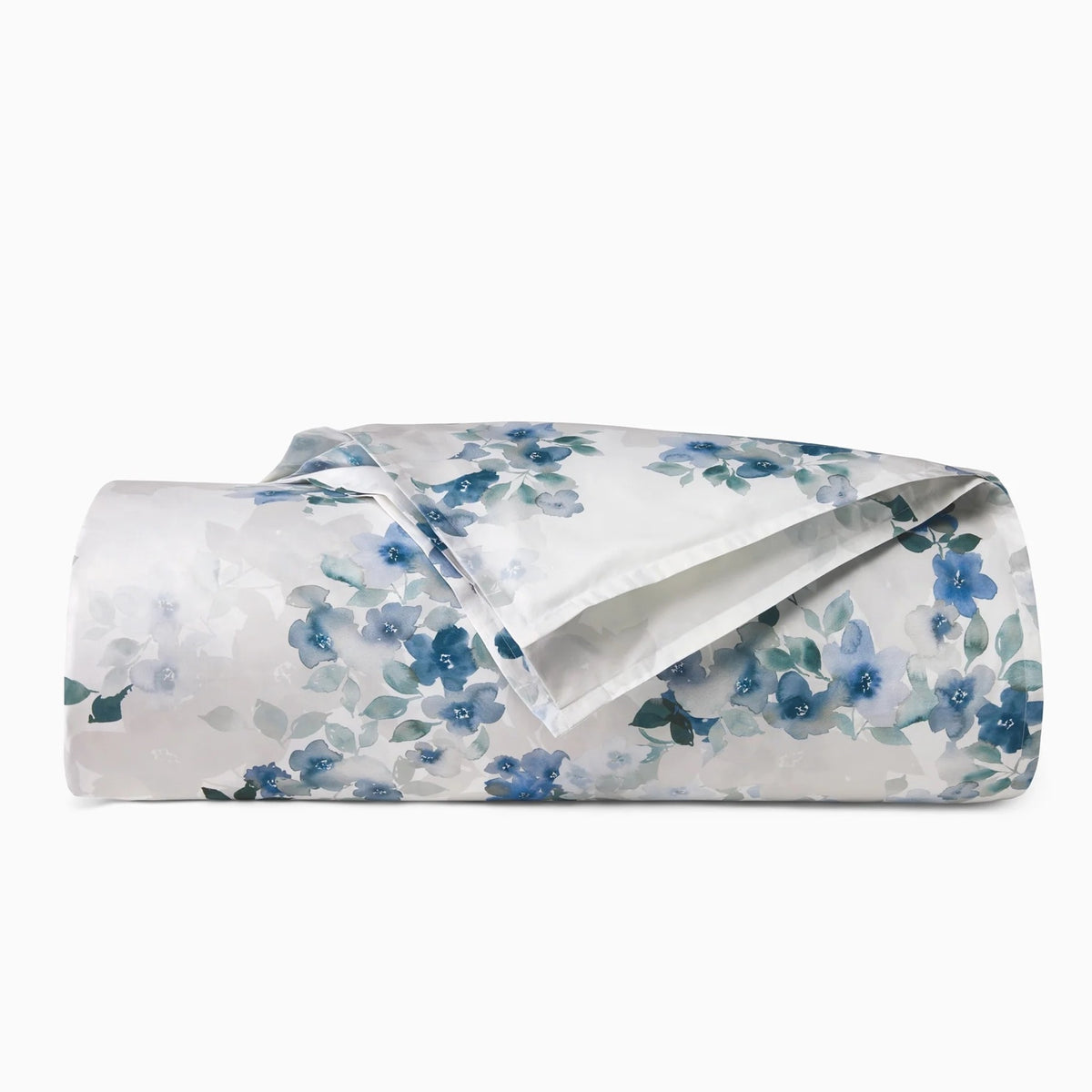 Folded Duvet Cover of Sferra Primavera Bedding in Sea Color