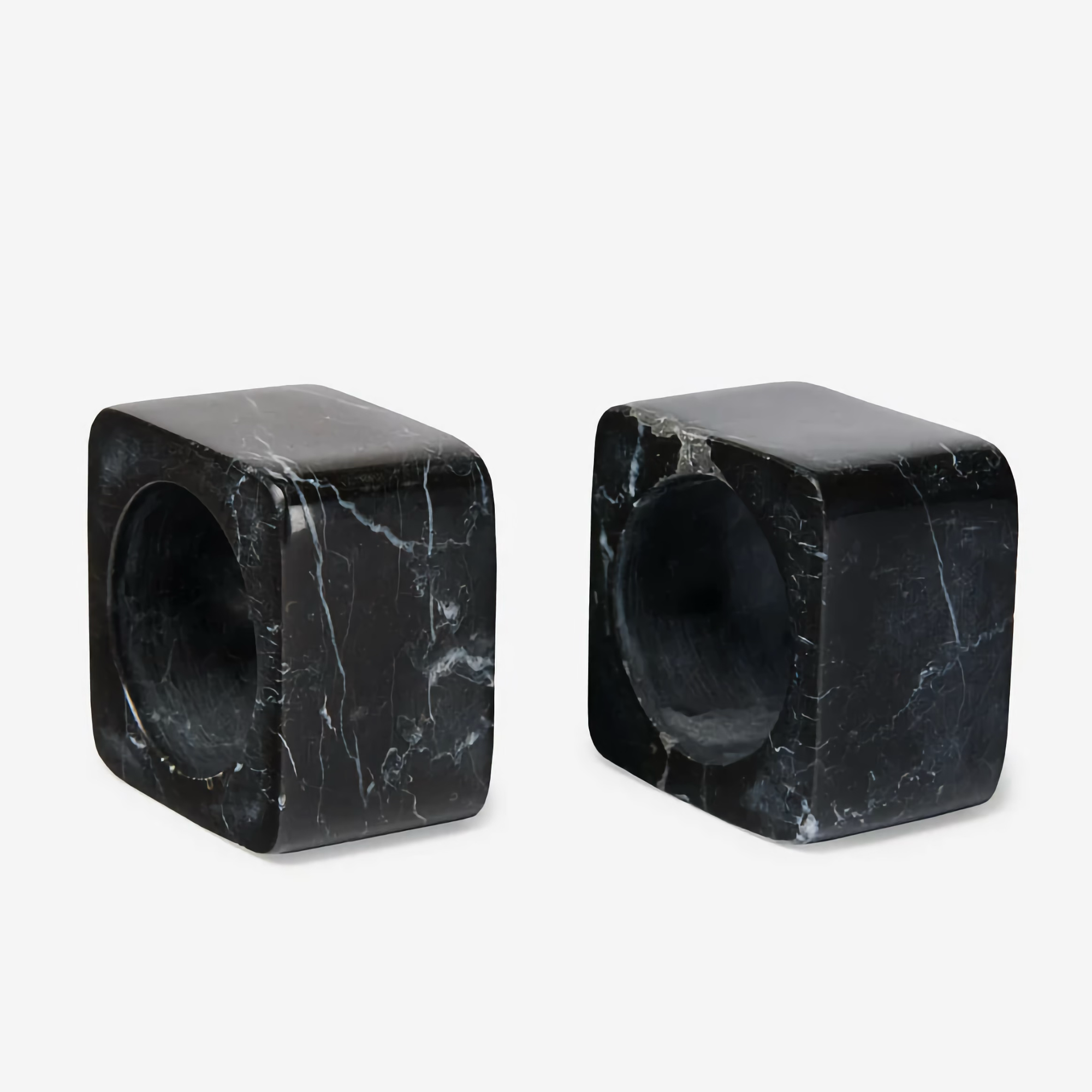 Pair of Black Sferra Quadrato Napkin Rings