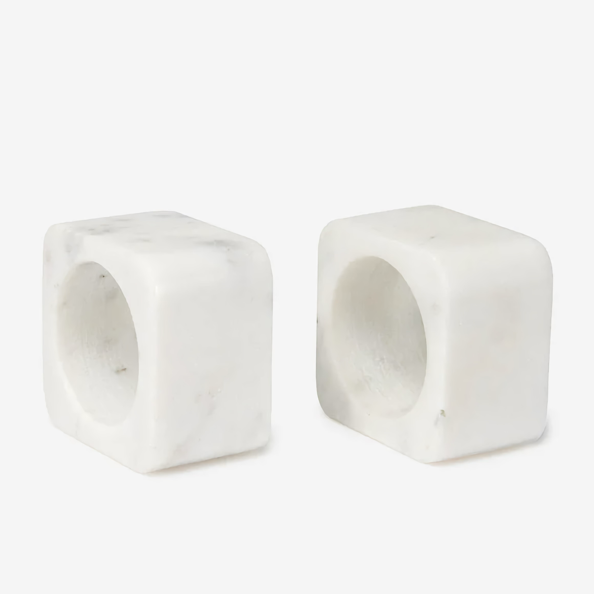 Pair of White Sferra Quadrato Napkin Rings