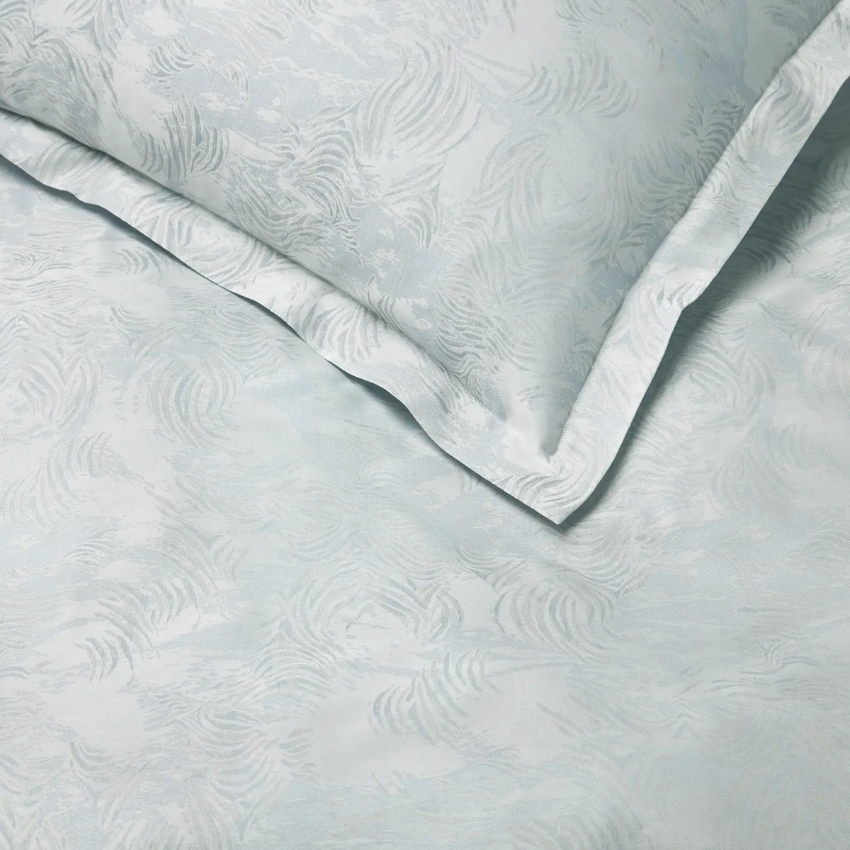 Detailed View of Sferra Riflesso Duvet Cover and Shams