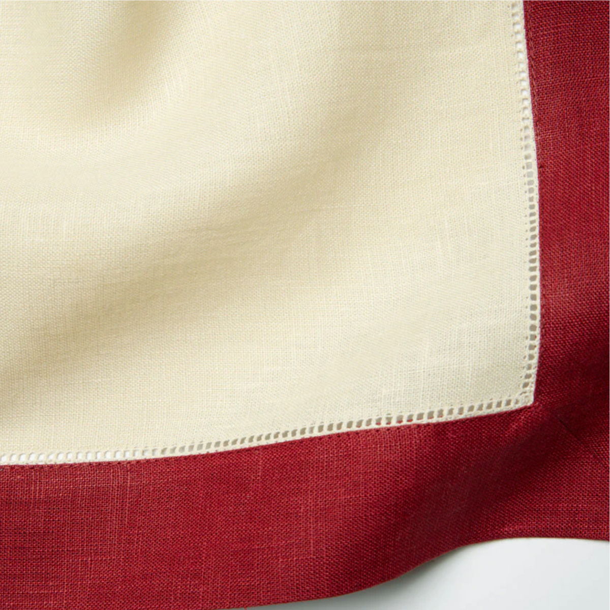 Closeup of Sferra Roma Placemat Fabric in Stone and Cinnabar Color