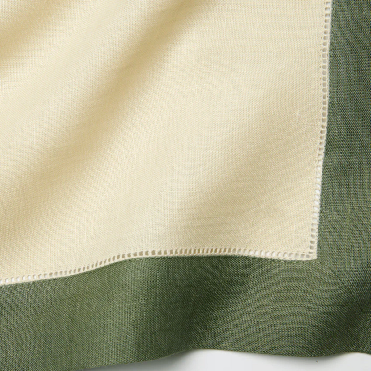 Closeup of Sferra Roma Placemat Fabric in Stone and Sage Color