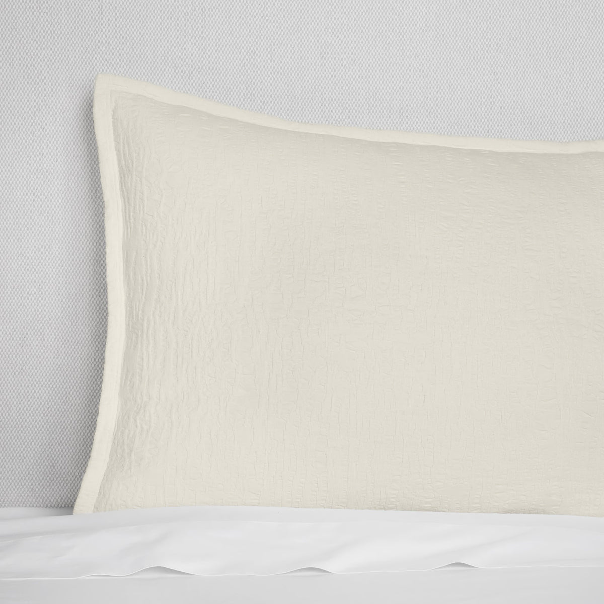 Closeup of Sferra Sabino Shams in Oyster color