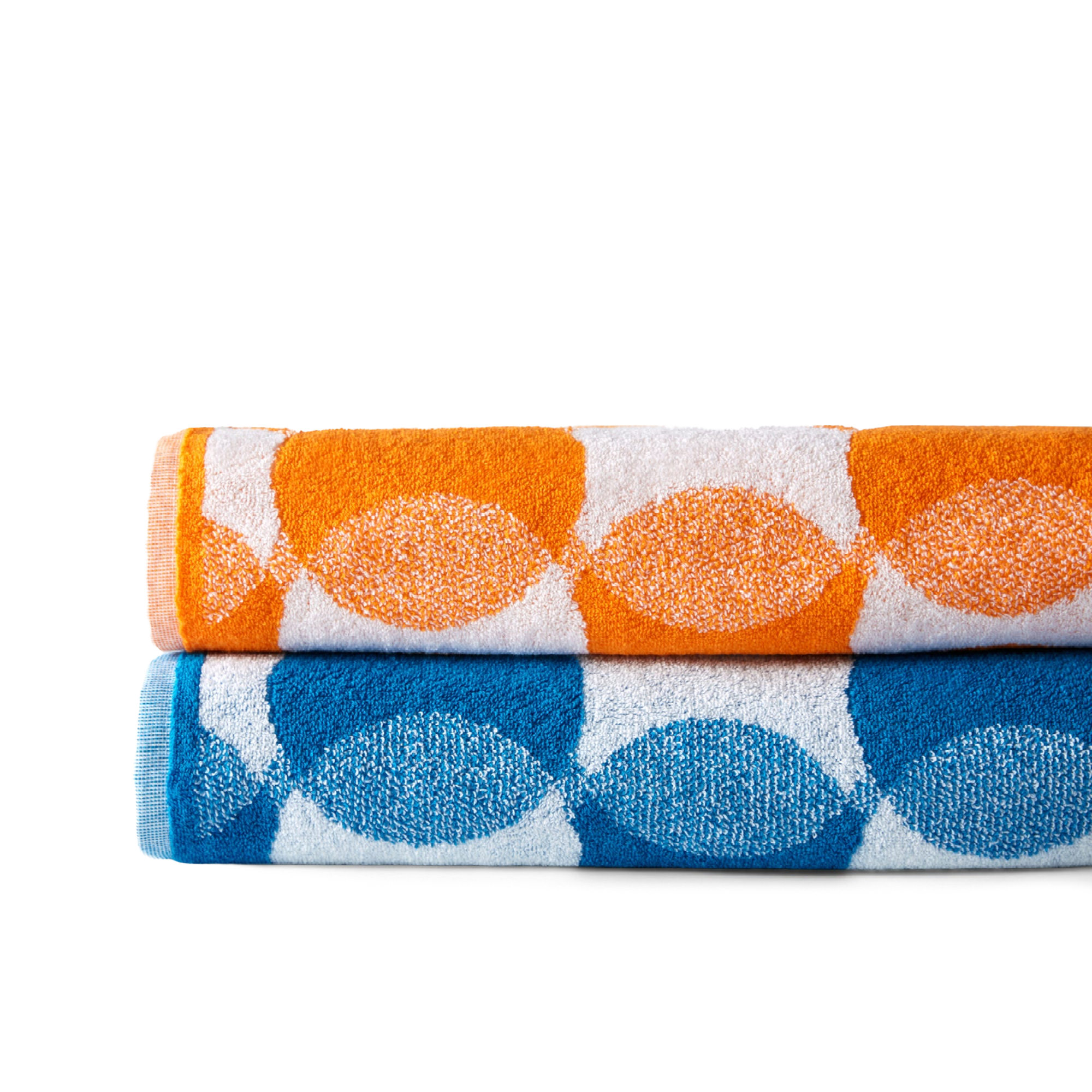 Stack of Sferra Sorrento Beach Towels Both Colors