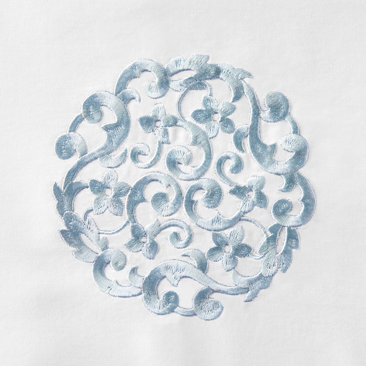 Swatch Sample of Silo Image of Sferra Storia Decorative Pillow in White/Sea Color
