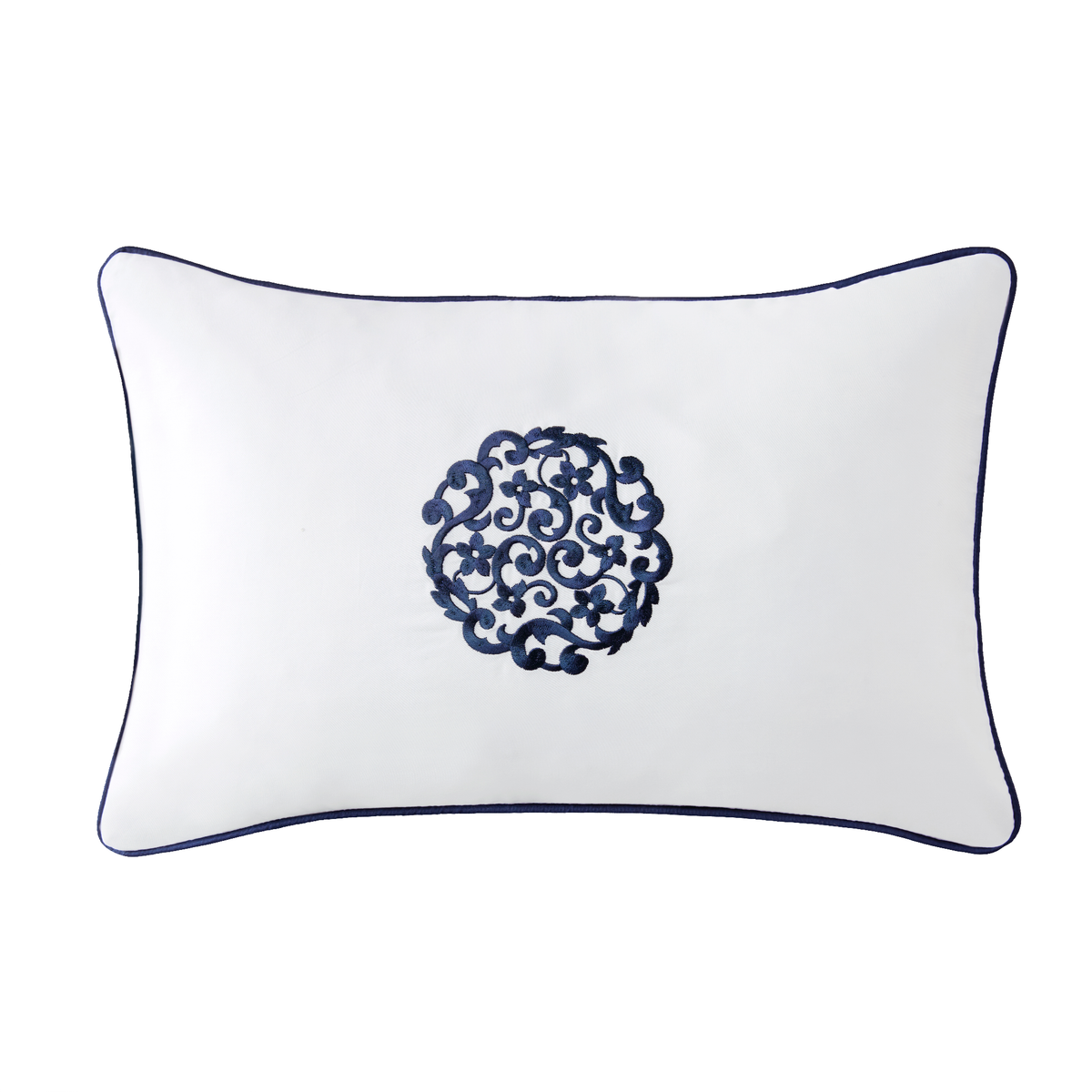 Silo Image of Sferra Storia Decorative Pillow in White/Navy Color