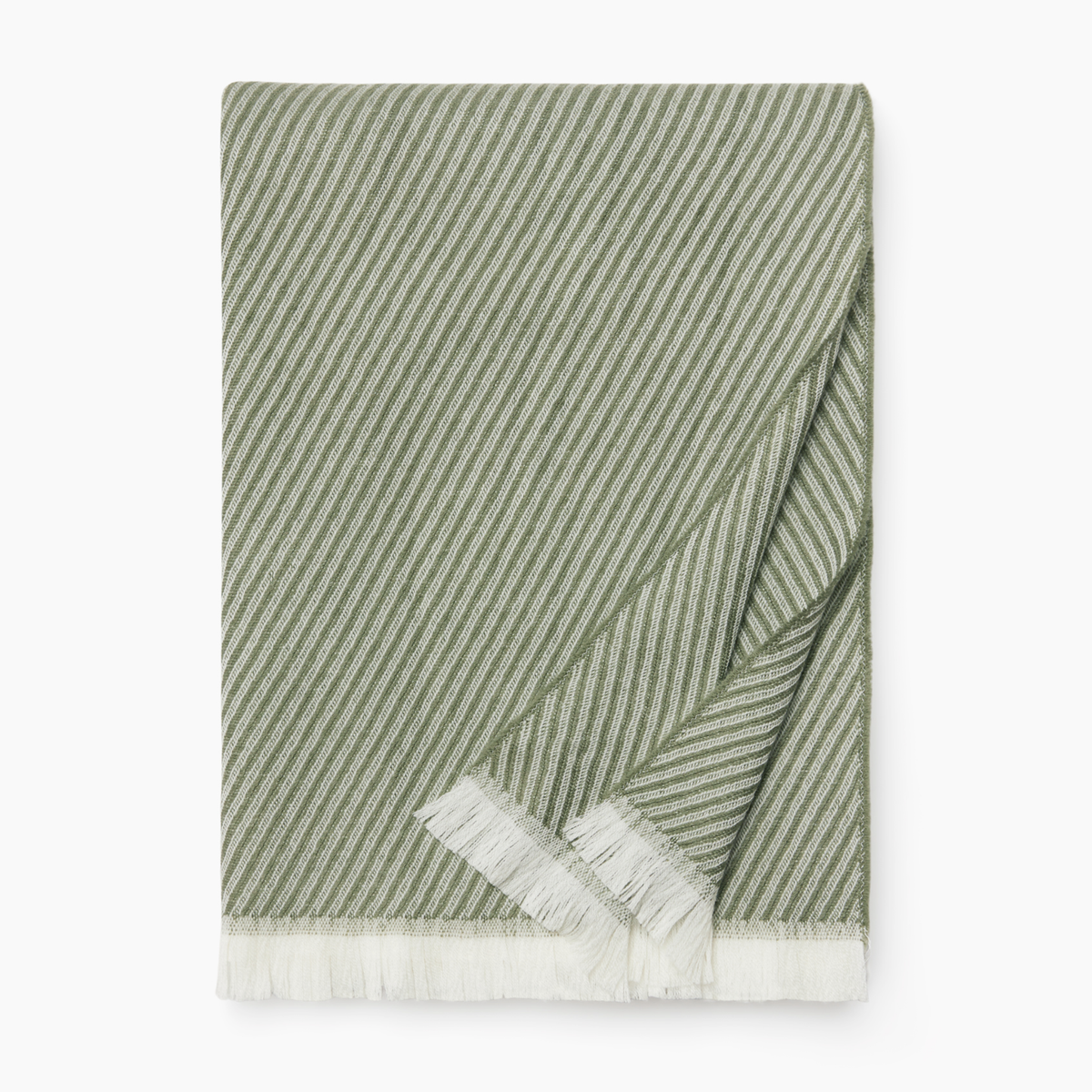 Folded Sferra Taormina Throw in Sage color against a white background