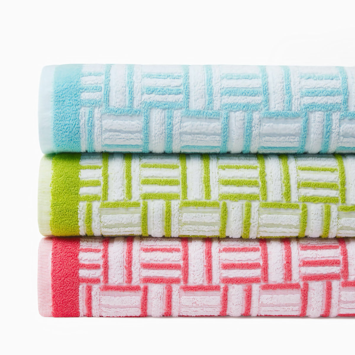 Stack of Sferra Tirreno Beach Towels in all colors