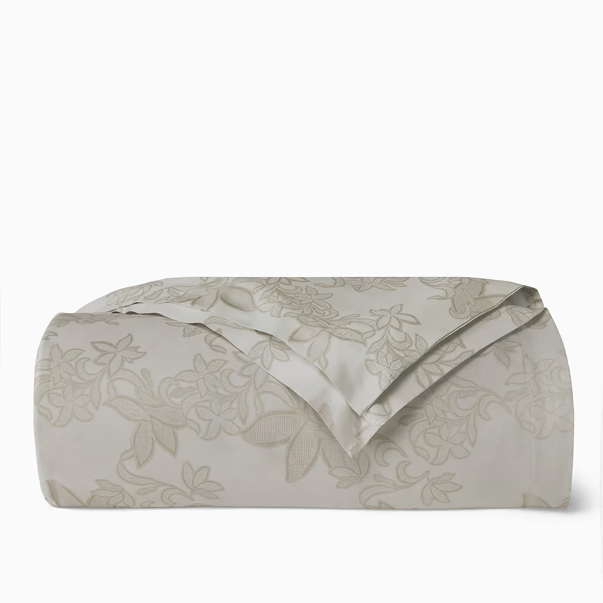 Folded Duvet Cover of Sferra Tivoli Bedding in Color Taupe