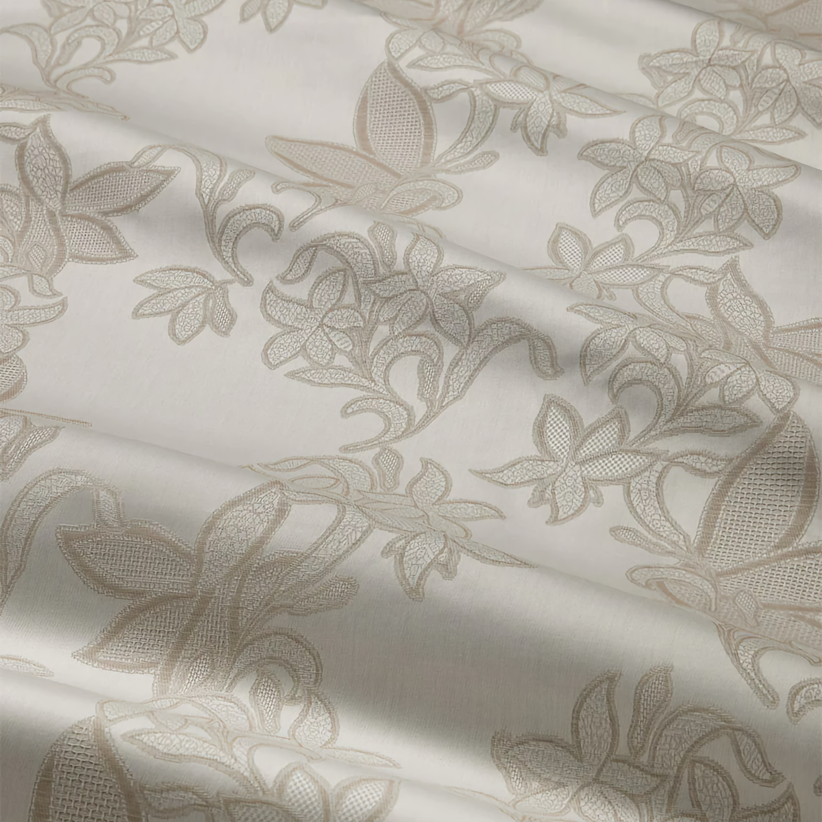 Fabric Closeup of Sferra Tivoli Bedding in Color Taupe