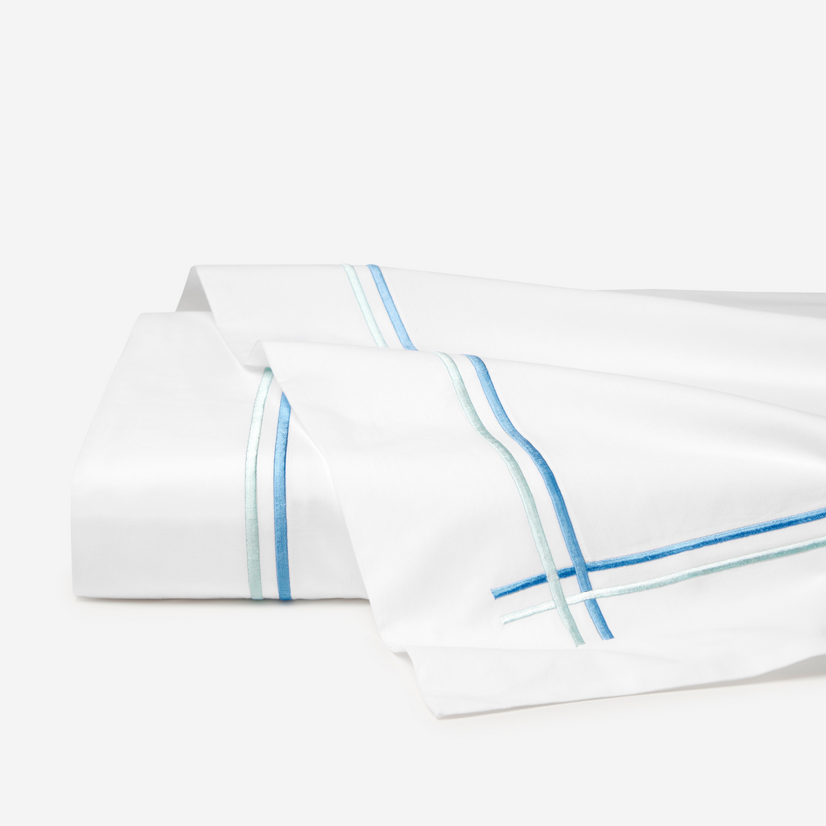 Sferra Tratto Bedding Folded Flat Sheet White/Clearwater