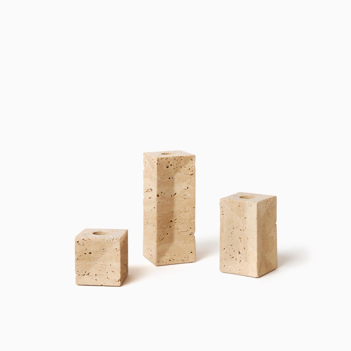 Sferra Travertino Stone Candle Holder in Beige without candles