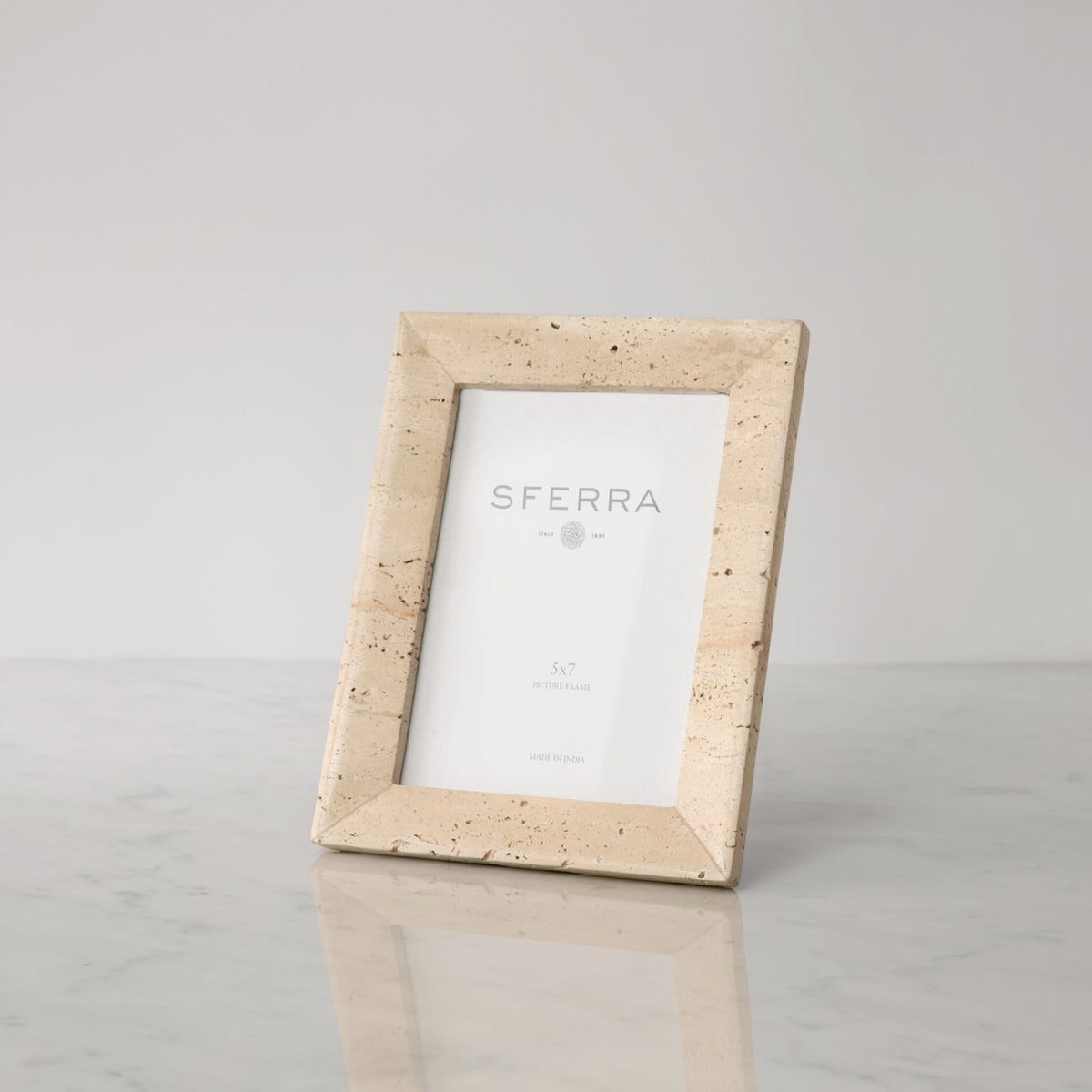 Standing Medium Sferra Travertino Stone Photo Frame in Beige