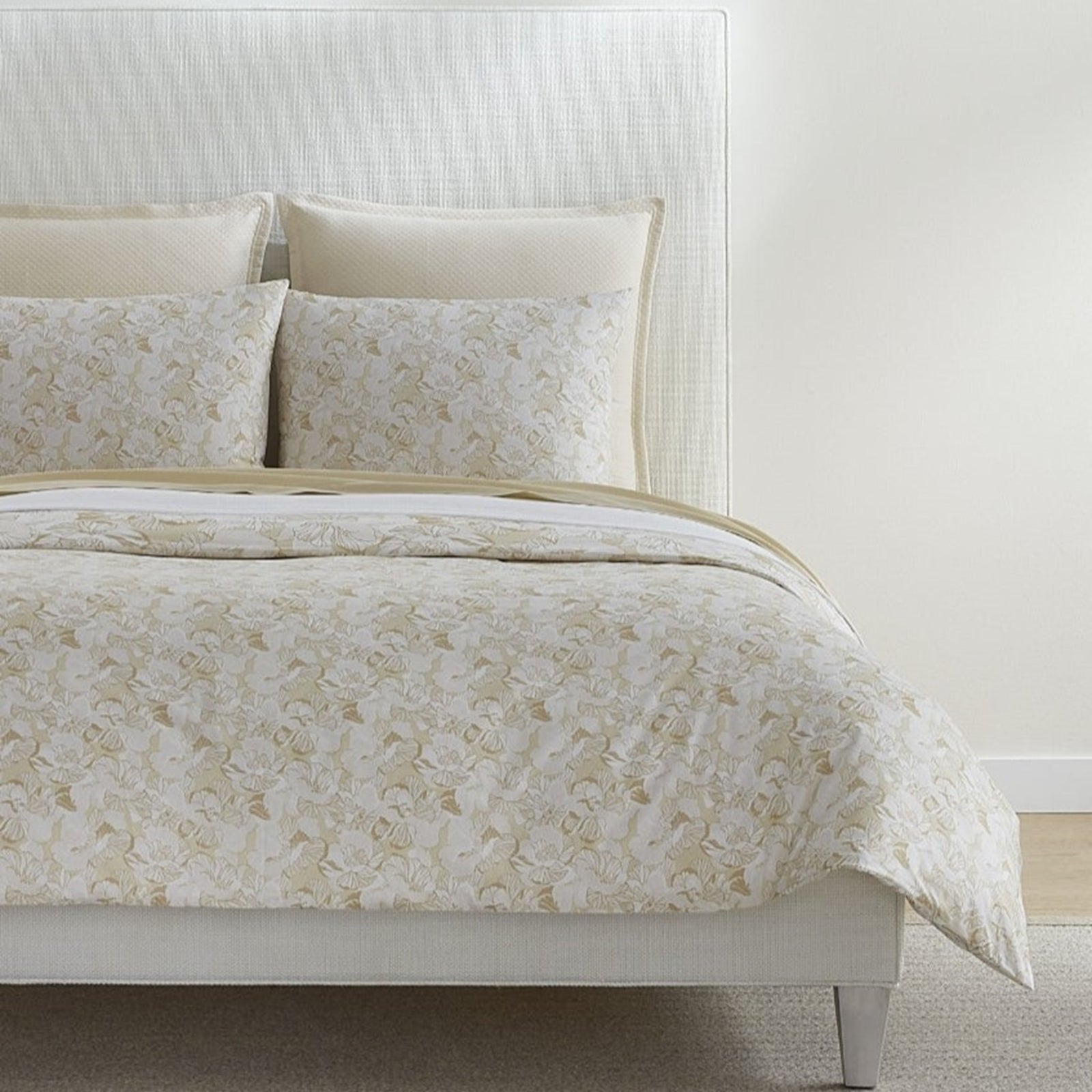 Bed Dressed in Sferra Tropici Bedding in Sand Color