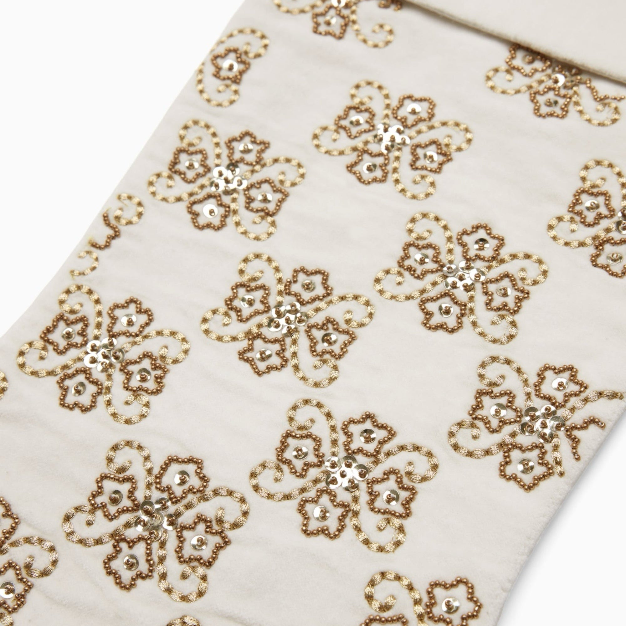 Sferra Twinkle Holiday Stocking in Ivory and Gold