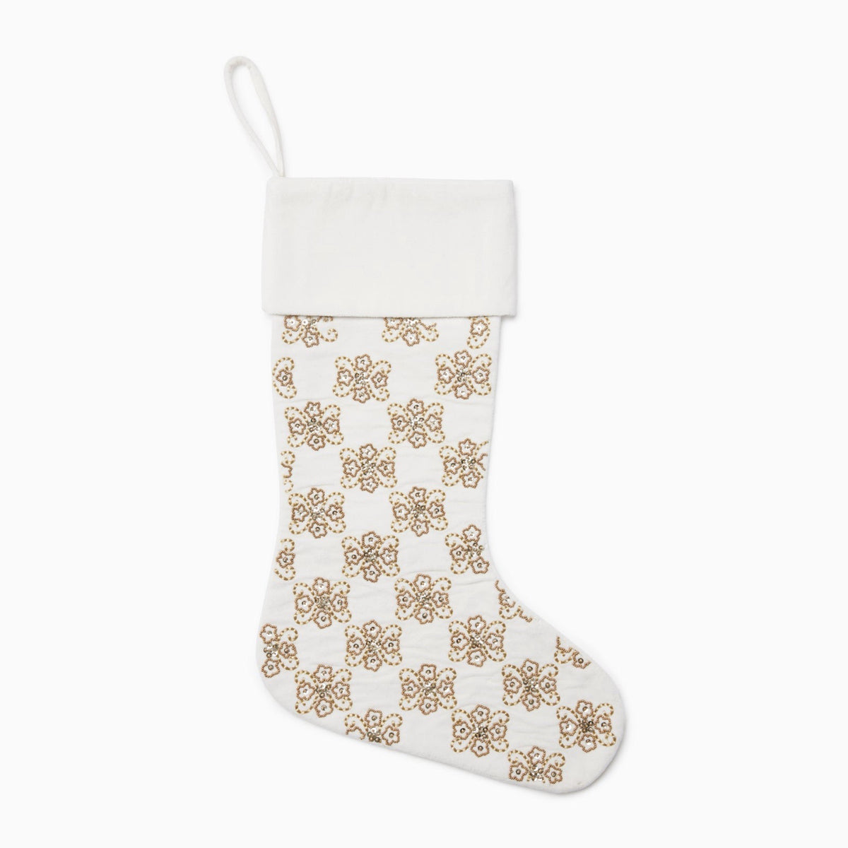 Sferra Twinkle Holiday Stocking in Ivory and Gold
