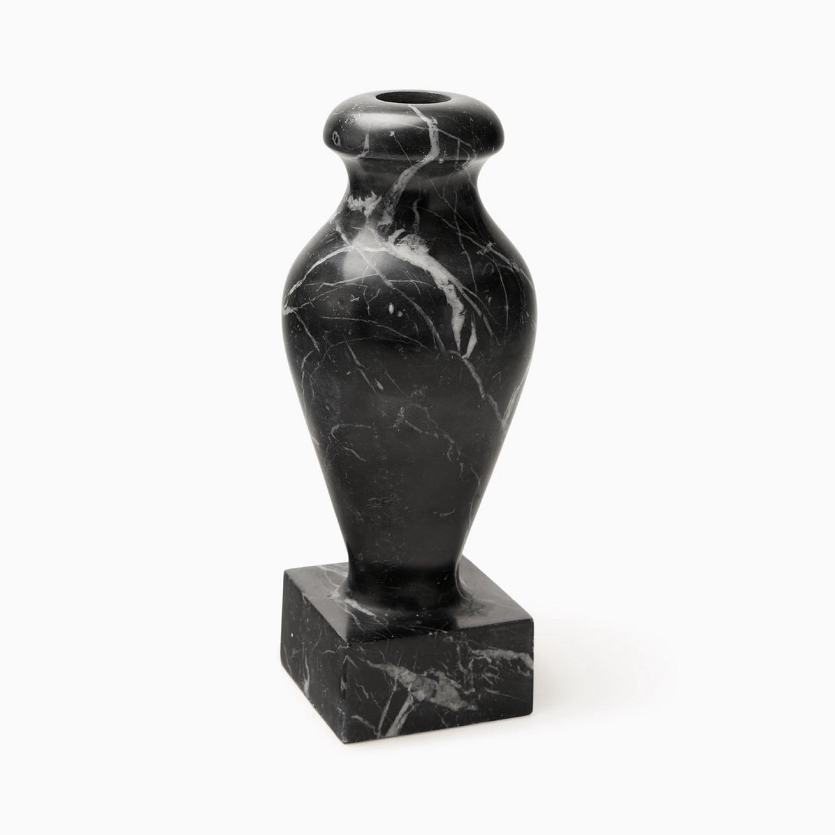 Sferra Vara Marble Pedestal Vase in Black
