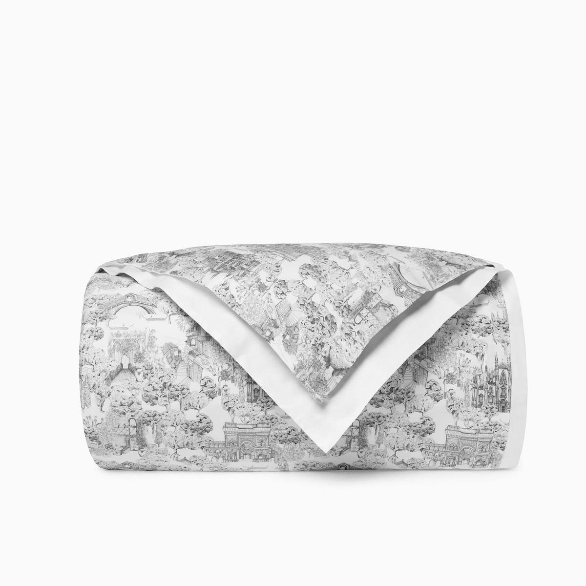 Folded White and Black Sferra Viaterra Duvet Cover