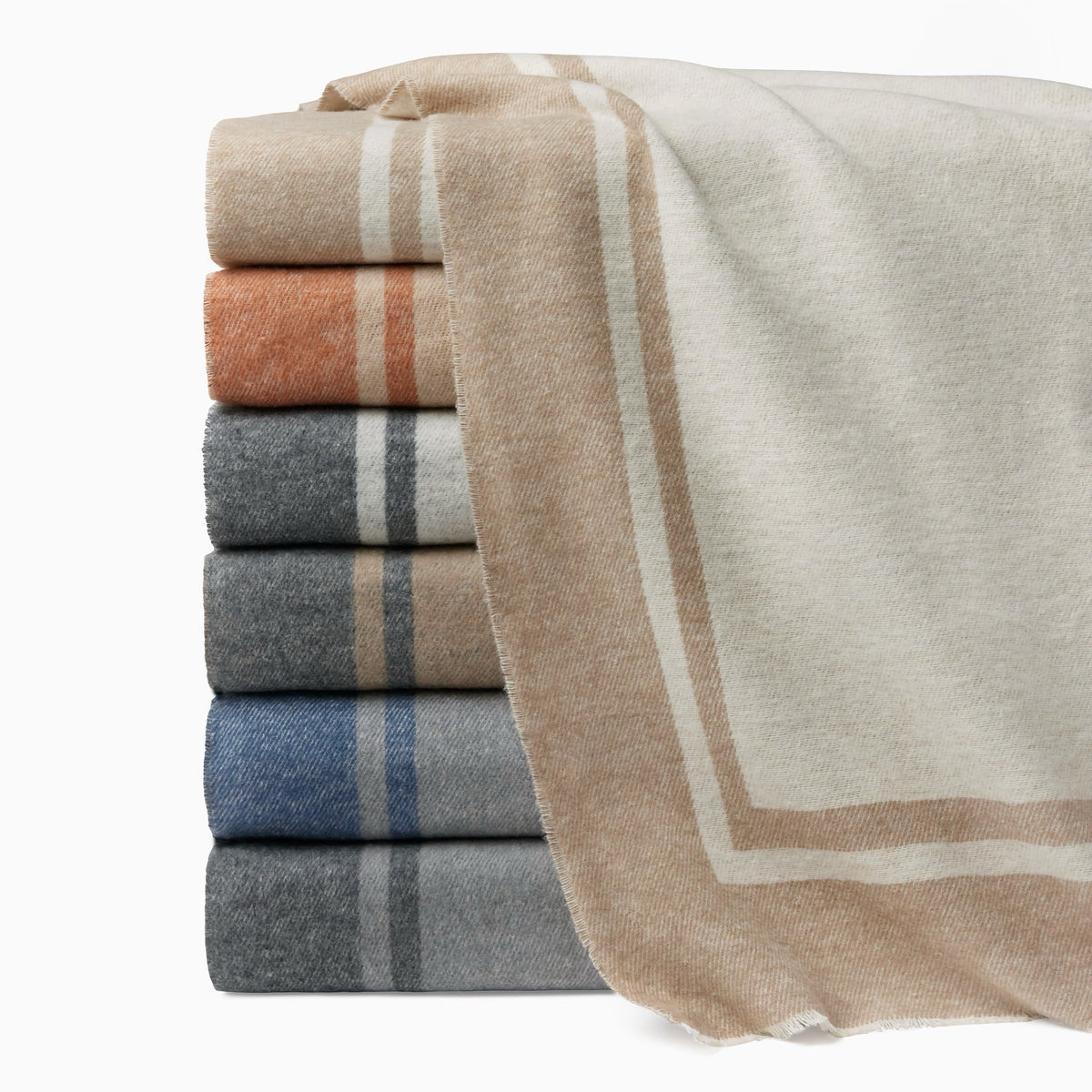 Stack of Sferra Viletta Throw Blankets in Fall 2025 colors