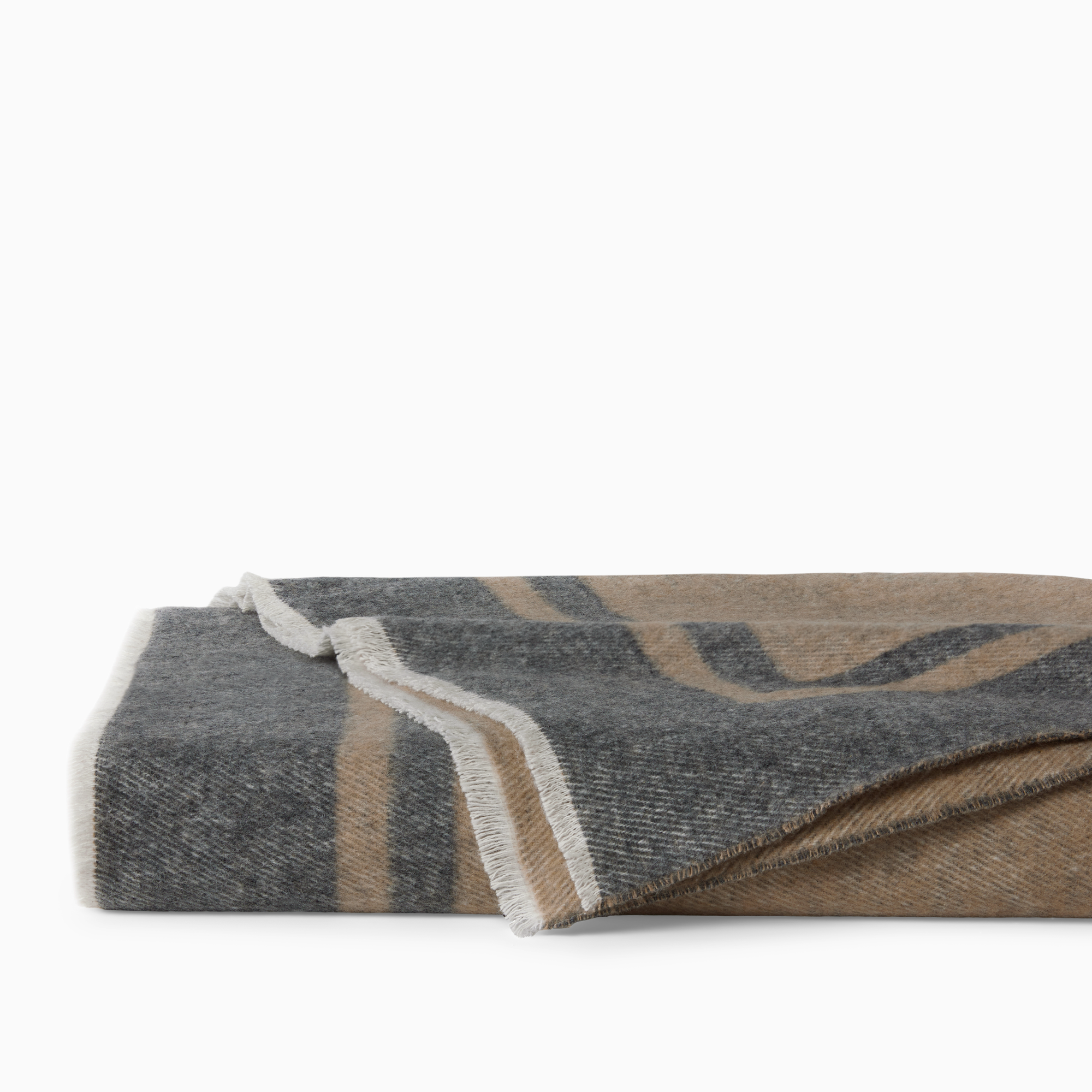 Folded Sferra Viletta Throw Blanket in Grey and Beige Color