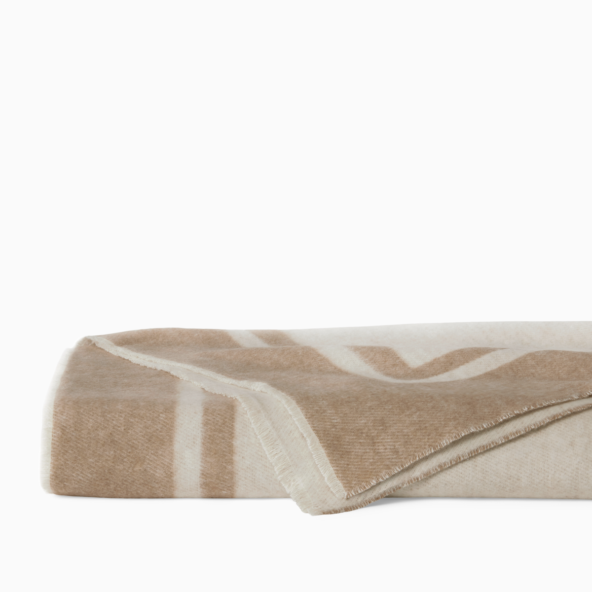 Folded Sferra Viletta Throw Blanket in Oat and Beige Color