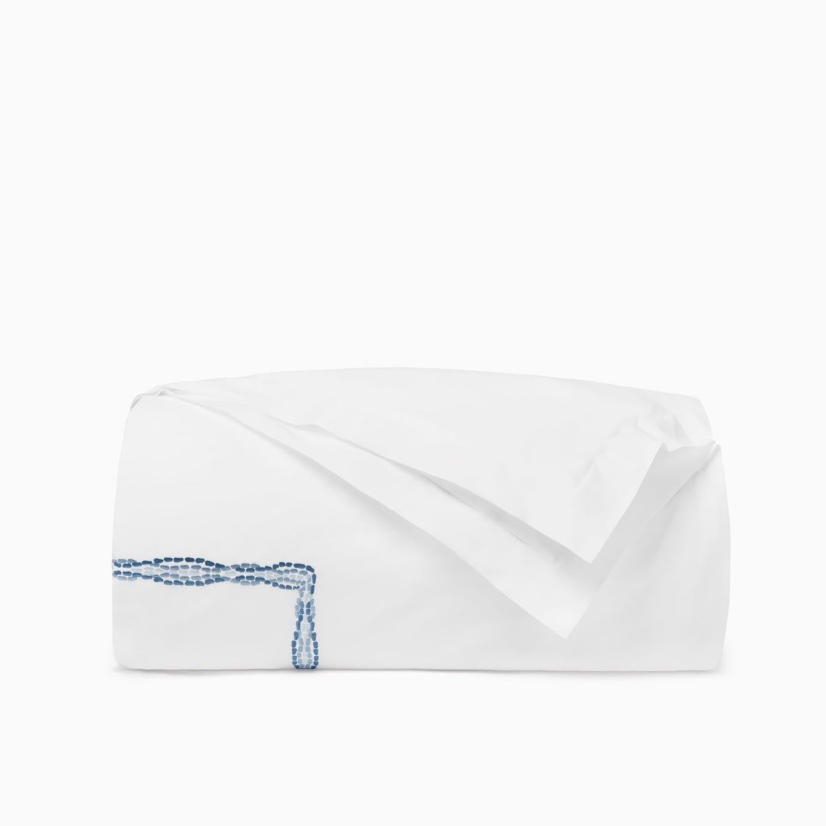 Duvet Cover of Sferra X Scalamandre Cobblestones Embroidered Bedding in White/Sea color