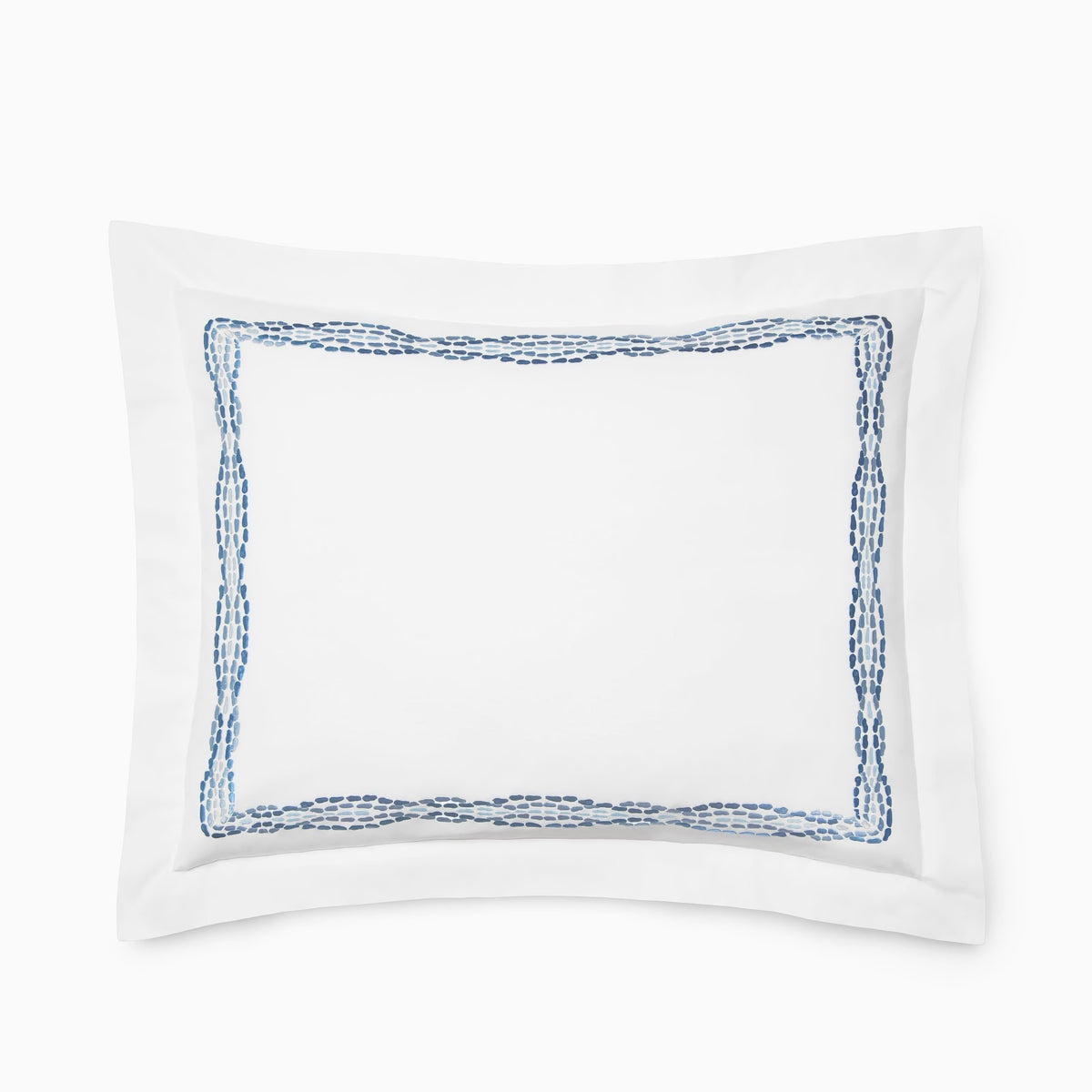 Sham Silo of Sferra X Scalamandre Cobblestones Embroidered Bedding in White/Sea color