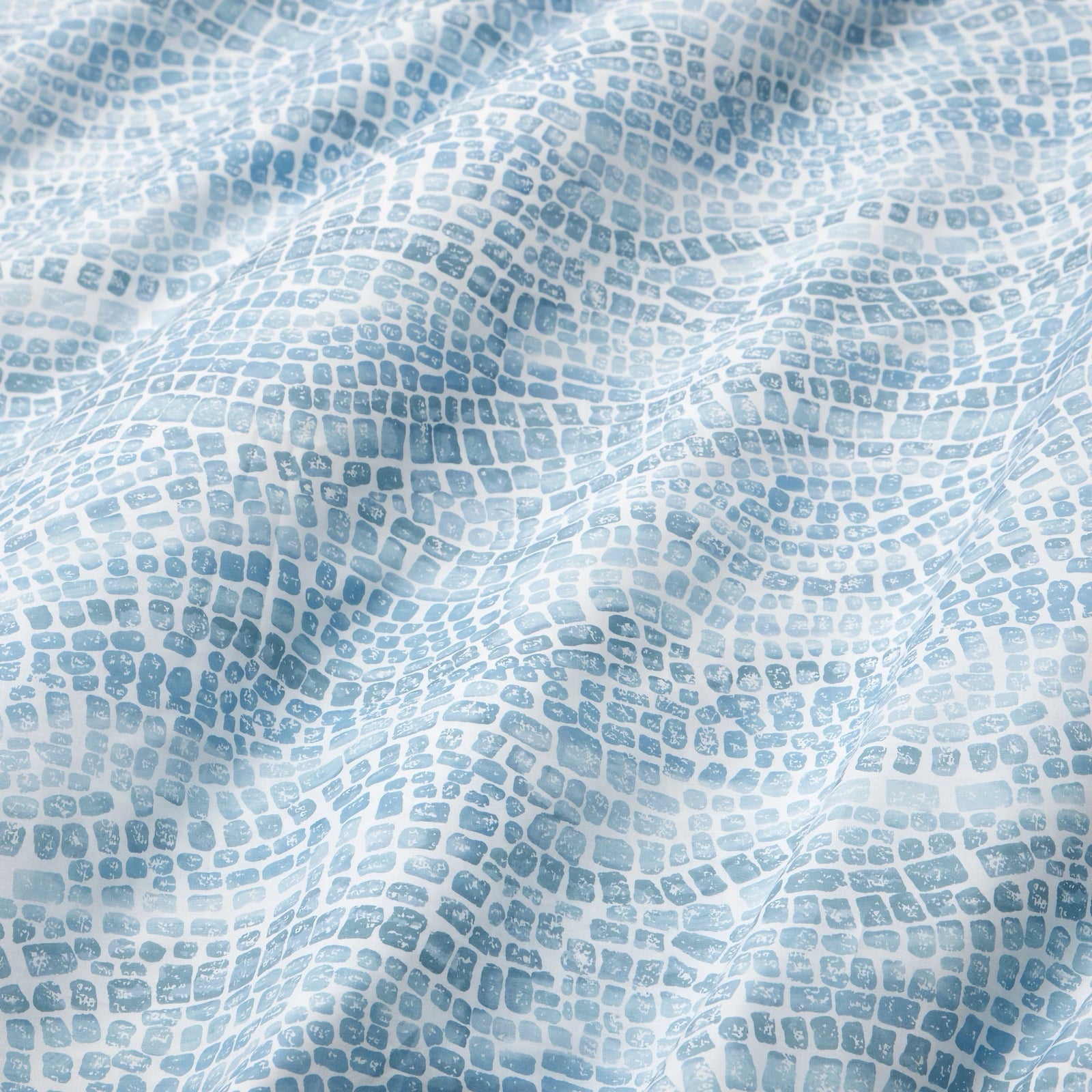 Detailed view of Sferra X Scalamandre Cobblestones Duvet Cover and Shams in Sea color