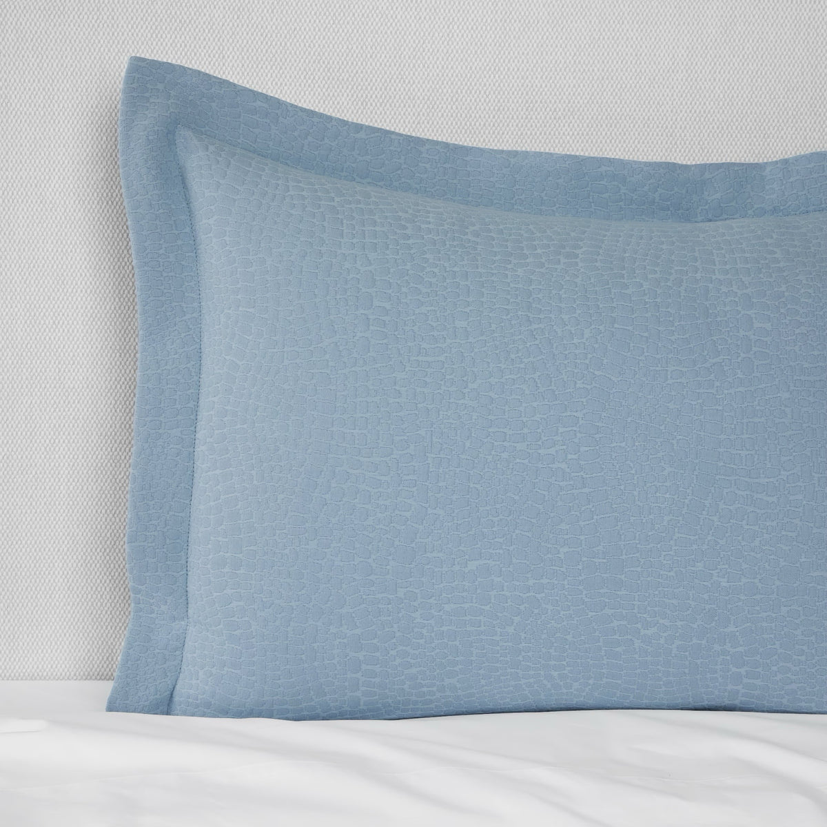 Closeup of Sferra X Scalamandre Cobblestones Shams in Sea