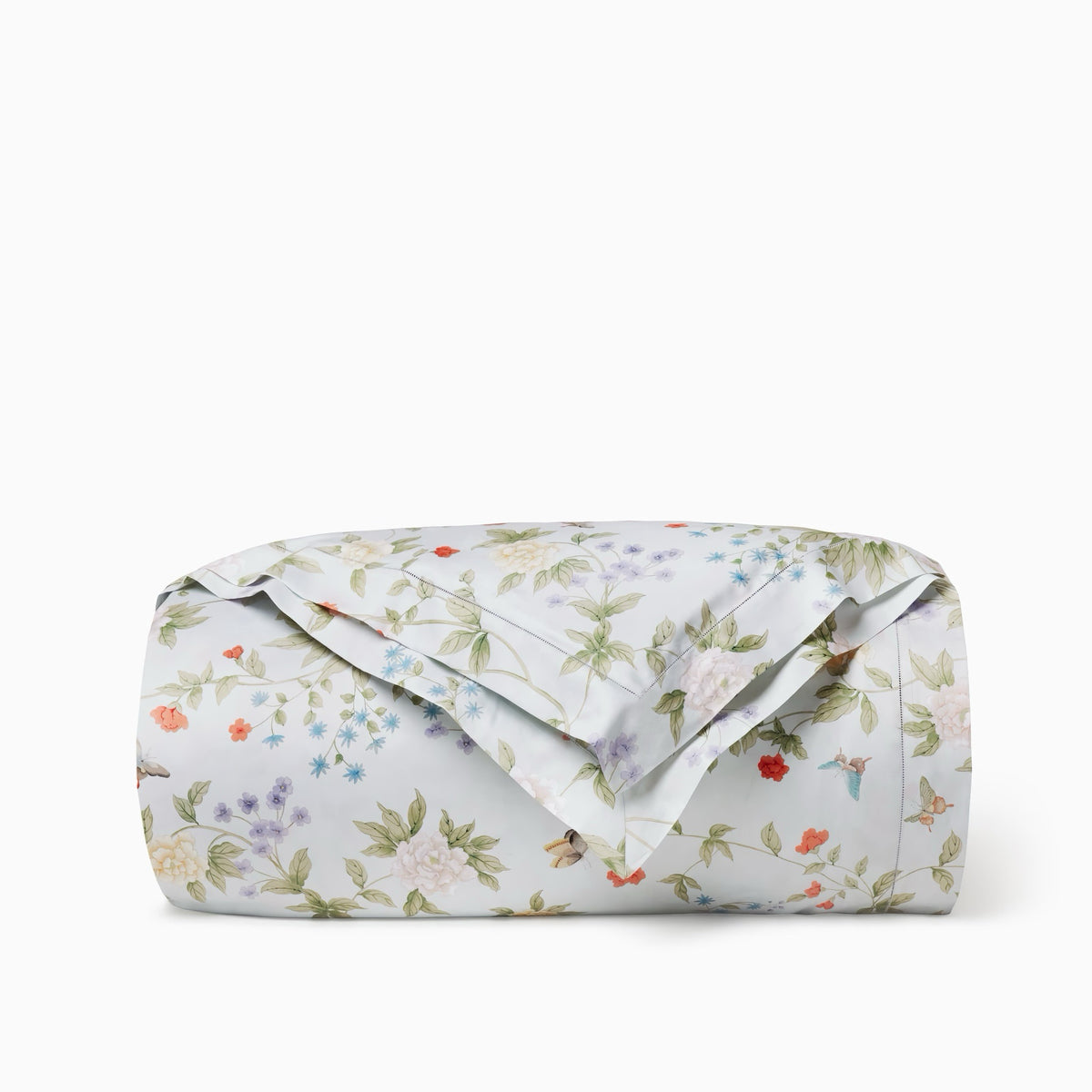 Folded Duvet Cover of Sferra X Scalamandre Luoyang Garden Collection in Sky color