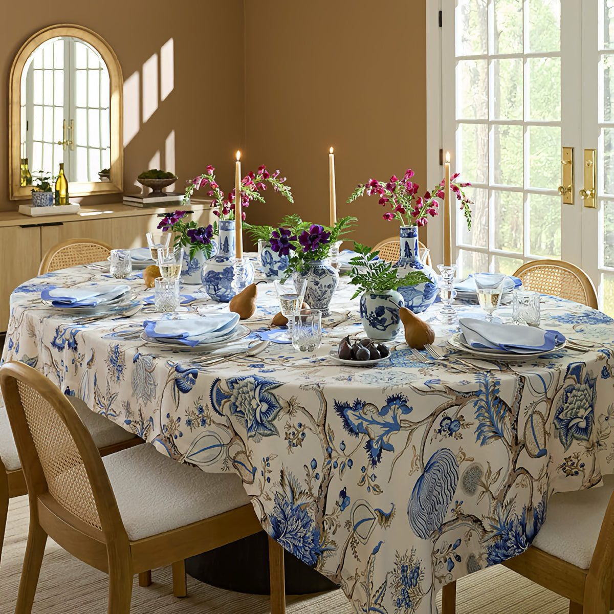 Sferra X Scalamandre Pondicherry Table Linens - Sea