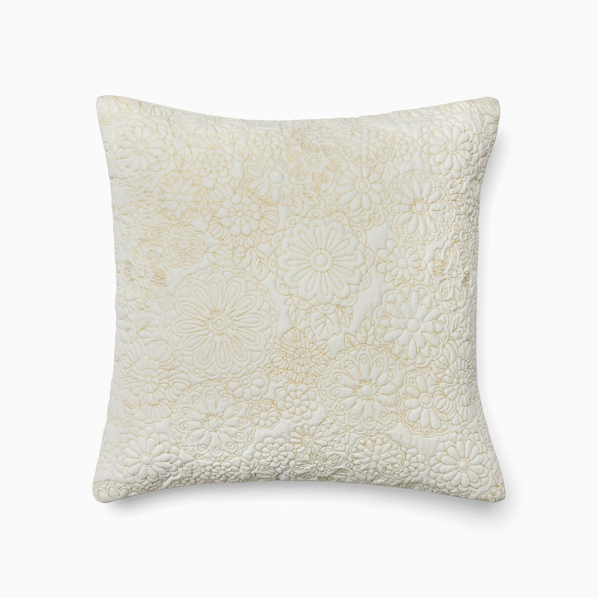 Sferra X Scalamandre Siberian Floral Decorative Pillow in White and Tawny