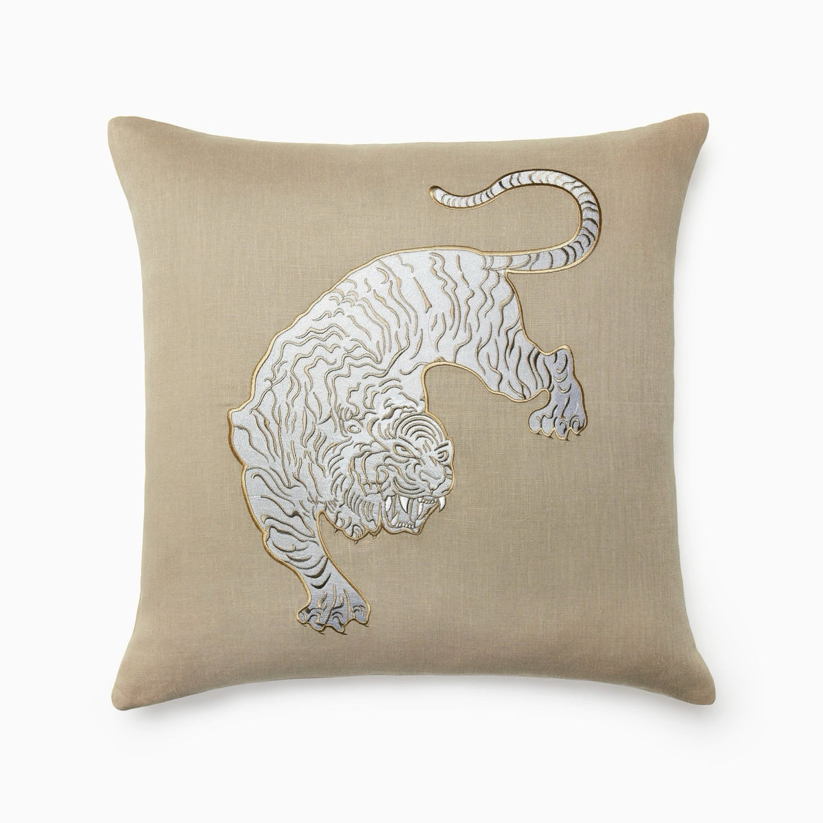 Sferra X Scalamandre Siberian Tiger Decorative Pillow in Natural