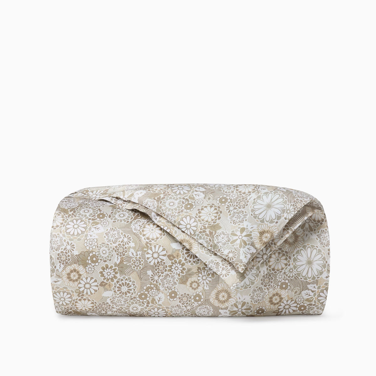 Folded Duvet Cover of Sferra X Scalamandre Siberian Tiger Bedding in White and Tawny