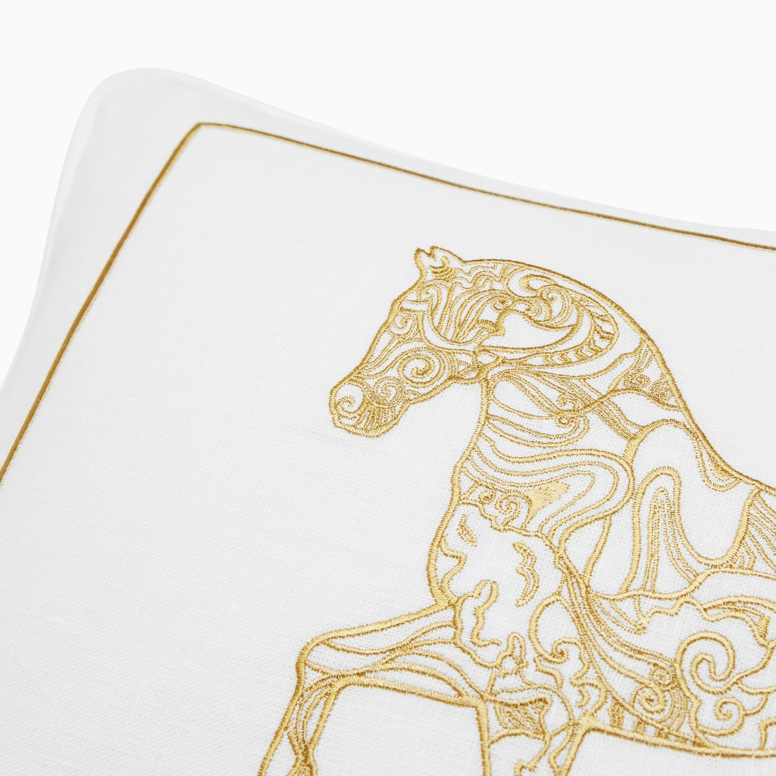 Sferra Year of the Horse Decorative Pillow in White and Gold