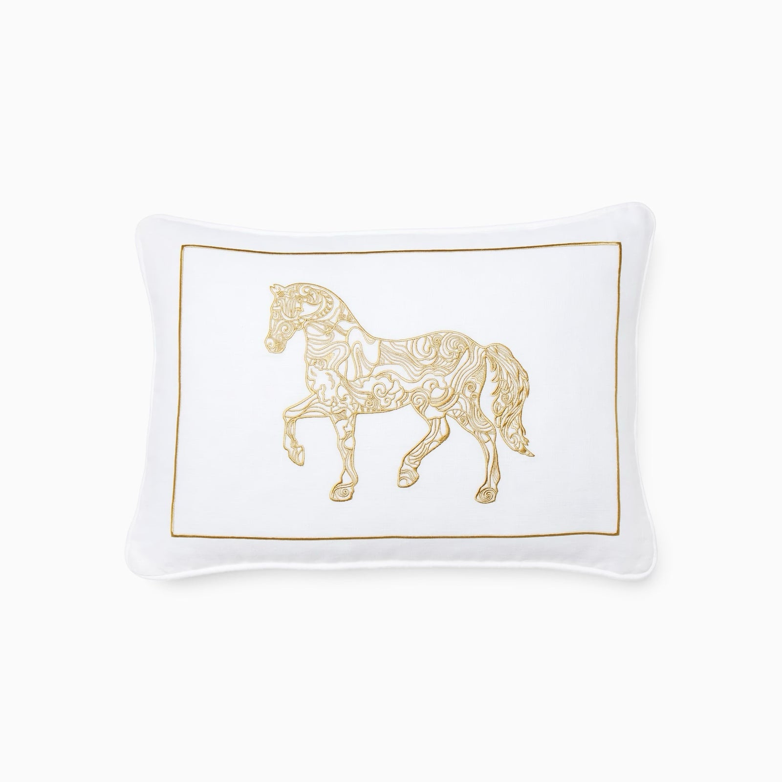 Sferra Year of the Horse Decorative Pillow in White and Gold