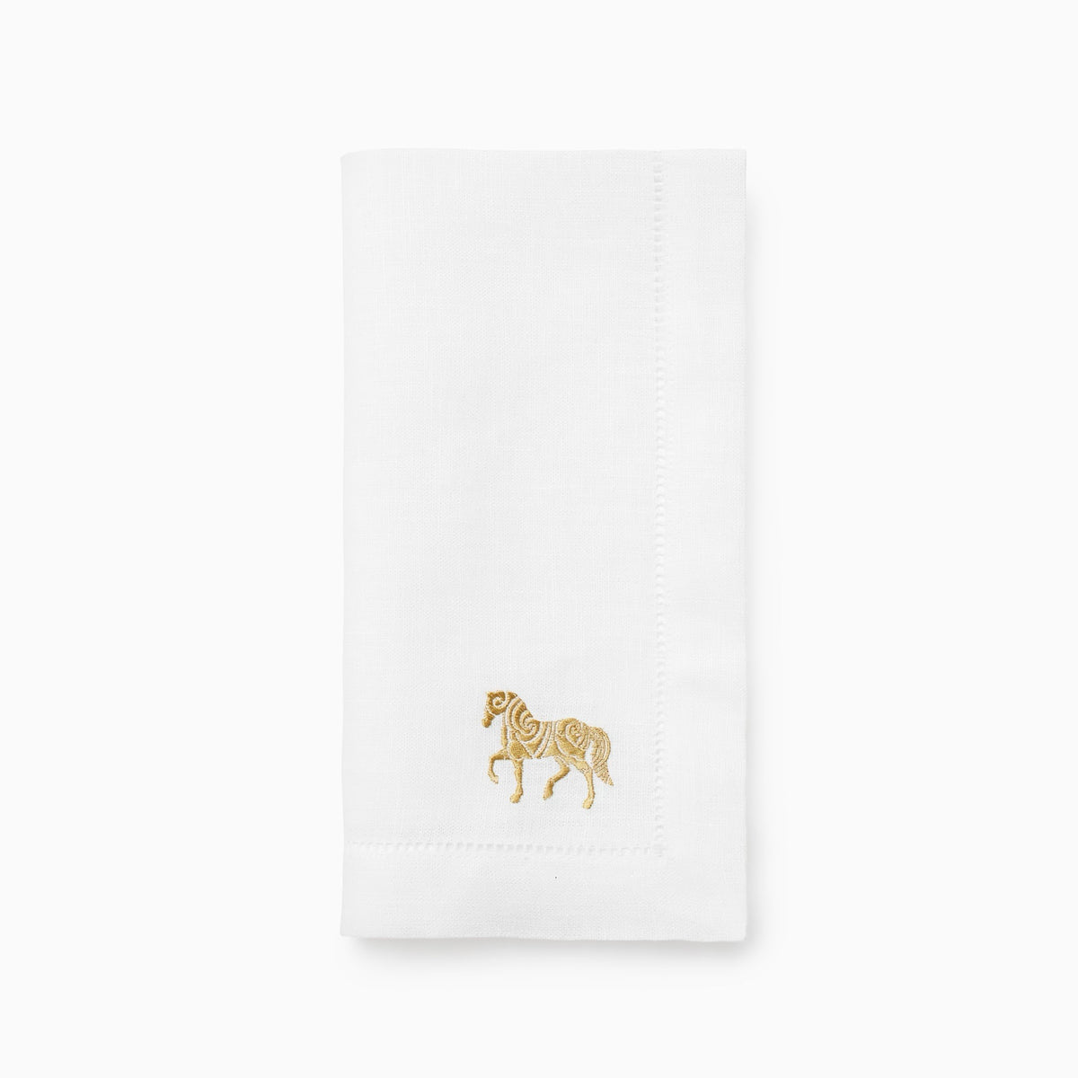 Sferra Year of the Horse Dinner Napkin in White and Gold