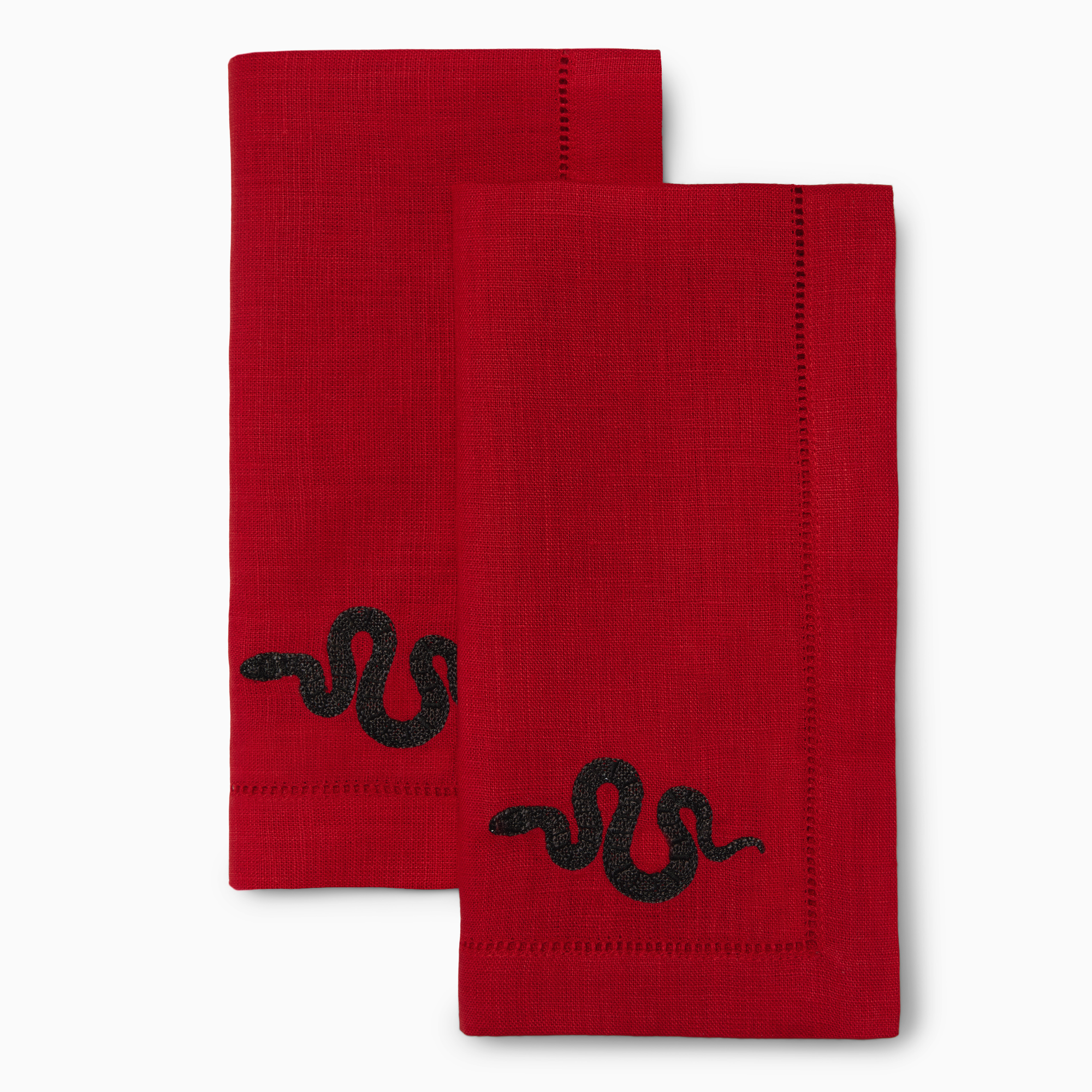 Sferra Year of the Snake Dinner Napkins in Red and Black Color