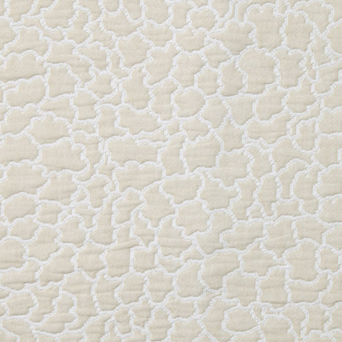 Fabric Closeup of White and Sand color Sferra x Scalamandre Aurelia Coverlet and Sham