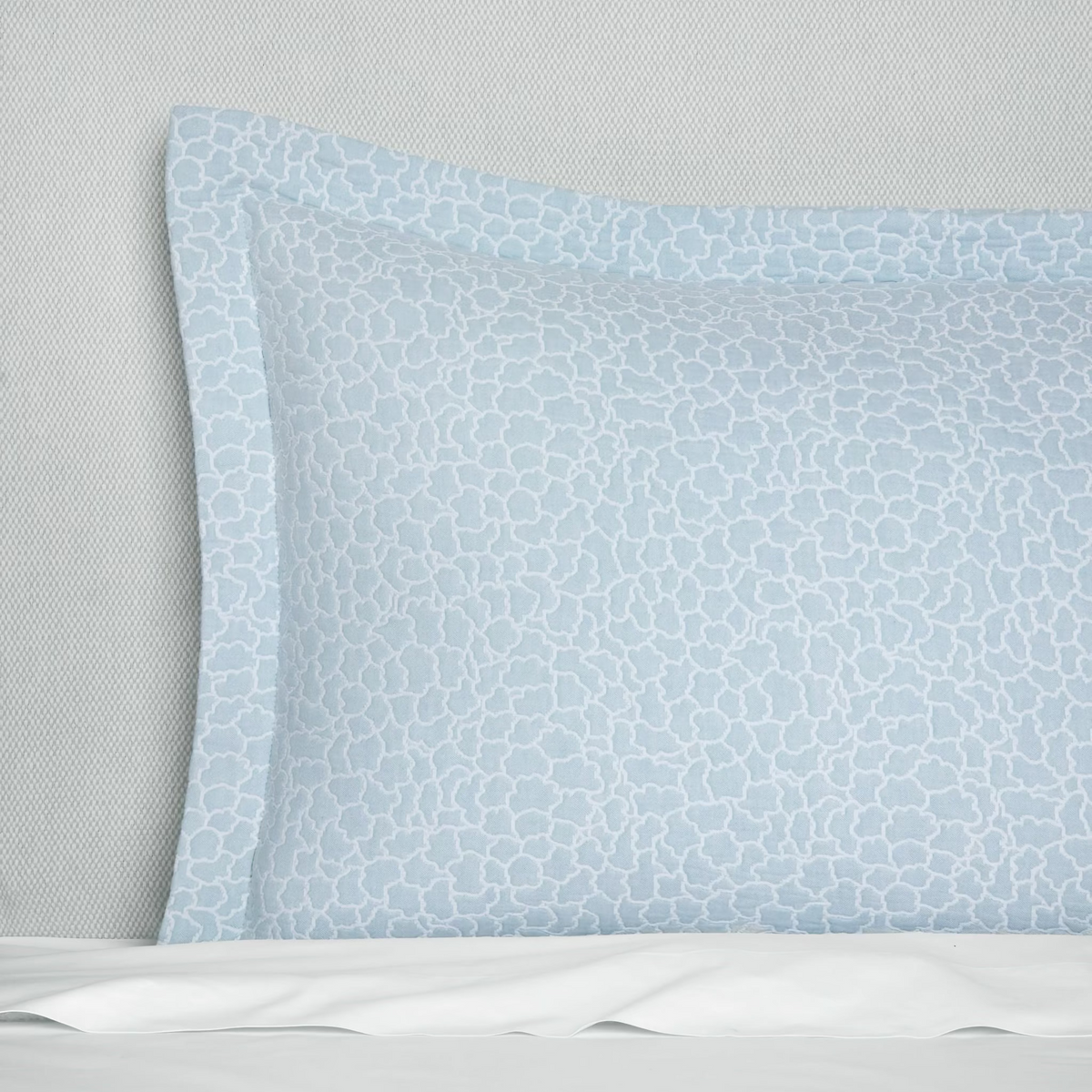 White and Poolside color Sferra x Scalamandre Aurelia Sham